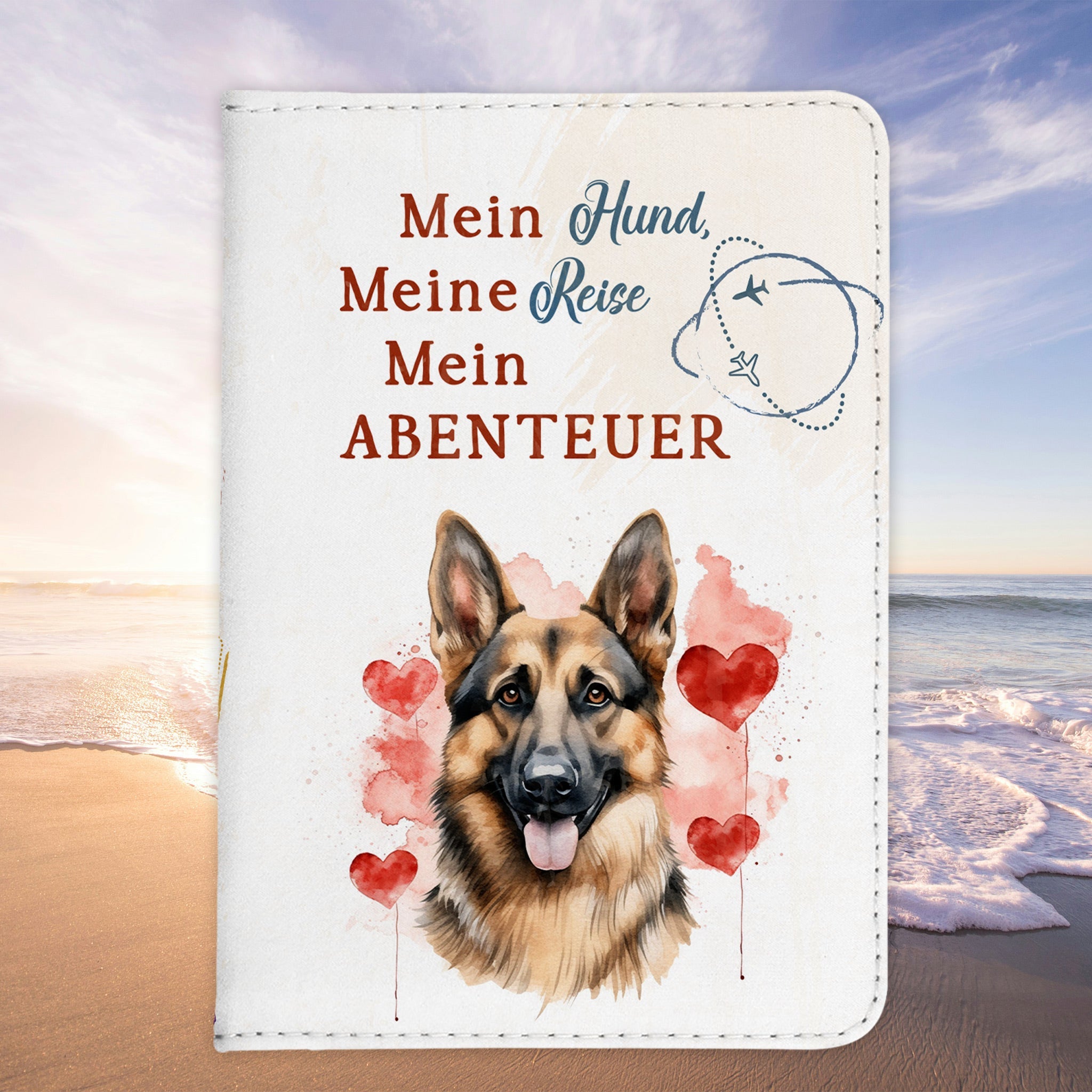 Deutscher Schäferhund Reisepasshülle Geschenk Reisen mit Hund Frauen Männer Pass Etui Cover Organizer Gadgets Sommer Urlaub Kunst-Leder-Reisepass-Hülle-22Feels