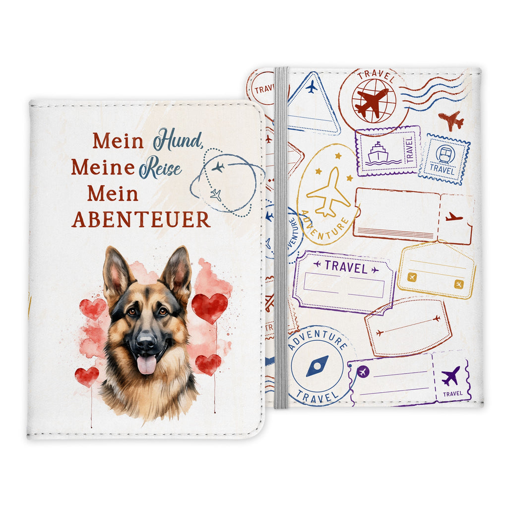 Deutscher Schäferhund Reisepasshülle Geschenk Reisen mit Hund Frauen Männer Pass Etui Cover Organizer Gadgets Sommer Urlaub Kunst-Leder-Reisepass-Hülle-22Feels