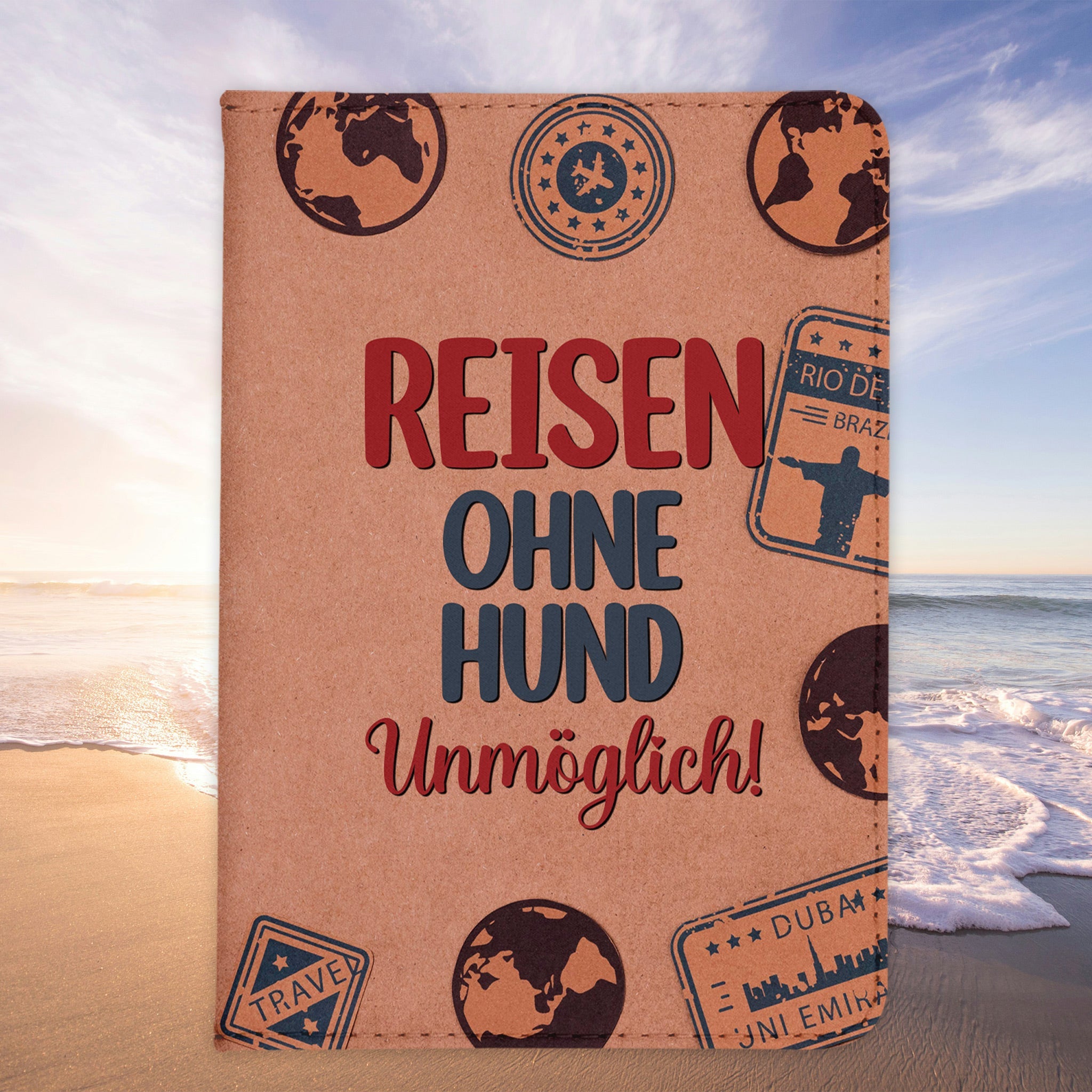 Deutscher Schäferhund Reisepasshülle Geschenk Reisen mit Hund Frauen Männer Pass Etui Cover Organizer Gadgets Sommer Urlaub Kunst-Leder-Reisepass-Hülle-22Feels