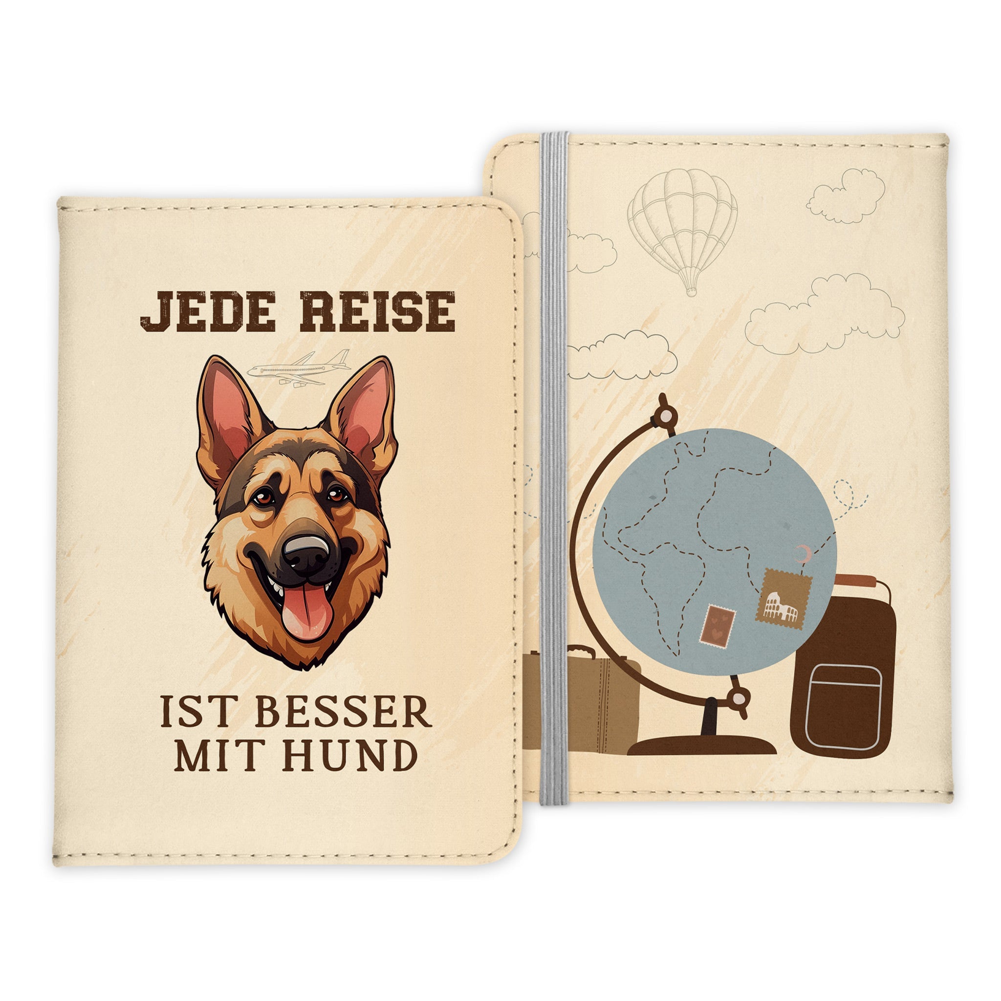 Deutscher Schäferhund Reisepasshülle Geschenk Reisen mit Hund Frauen Männer Pass Etui Cover Organizer Gadgets Sommer Urlaub Kunst-Leder-Reisepass-Hülle-22Feels