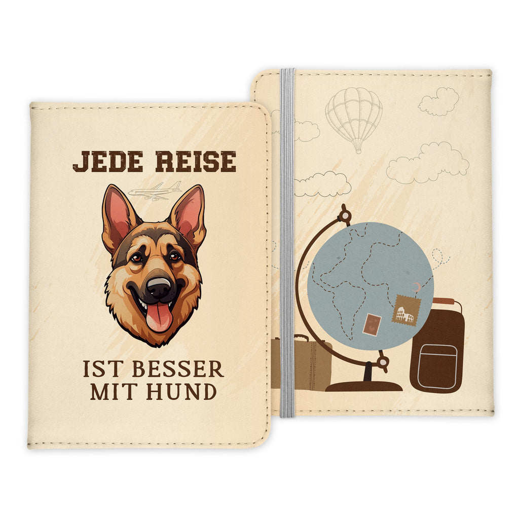 Deutscher Schäferhund Reisepasshülle Geschenk Reisen mit Hund Frauen Männer Pass Etui Cover Organizer Gadgets Sommer Urlaub Kunst-Leder-Reisepass-Hülle-22Feels