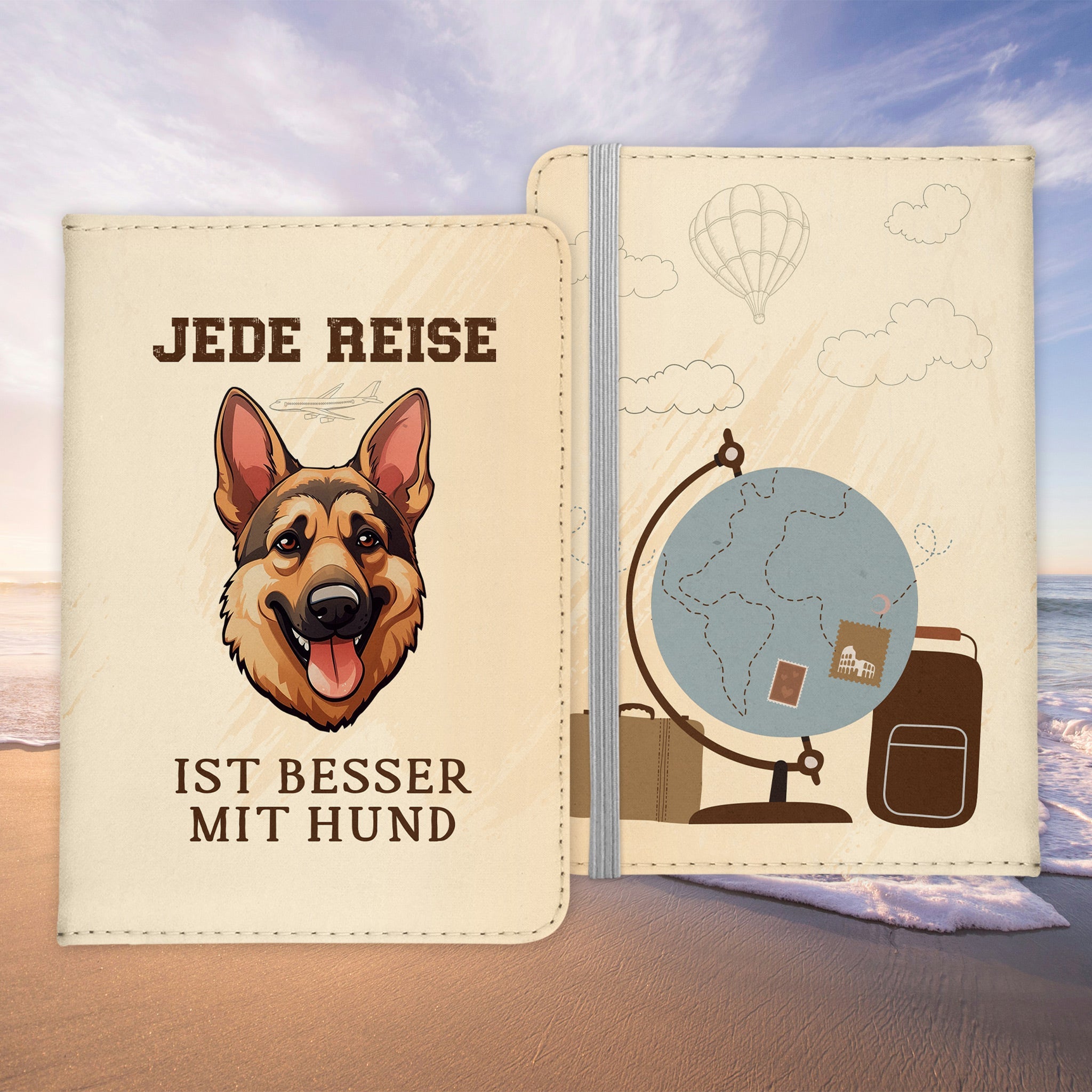 Deutscher Schäferhund Reisepasshülle Geschenk Reisen mit Hund Frauen Männer Pass Etui Cover Organizer Gadgets Sommer Urlaub Kunst-Leder-Reisepass-Hülle-22Feels