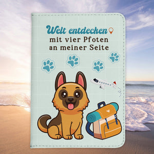 Deutscher Schäferhund Reisepasshülle Geschenk Reisen mit Hund Frauen Männer Pass Etui Cover Organizer Gadgets Sommer Urlaub Kunst-Leder-Reisepass-Hülle-22Feels