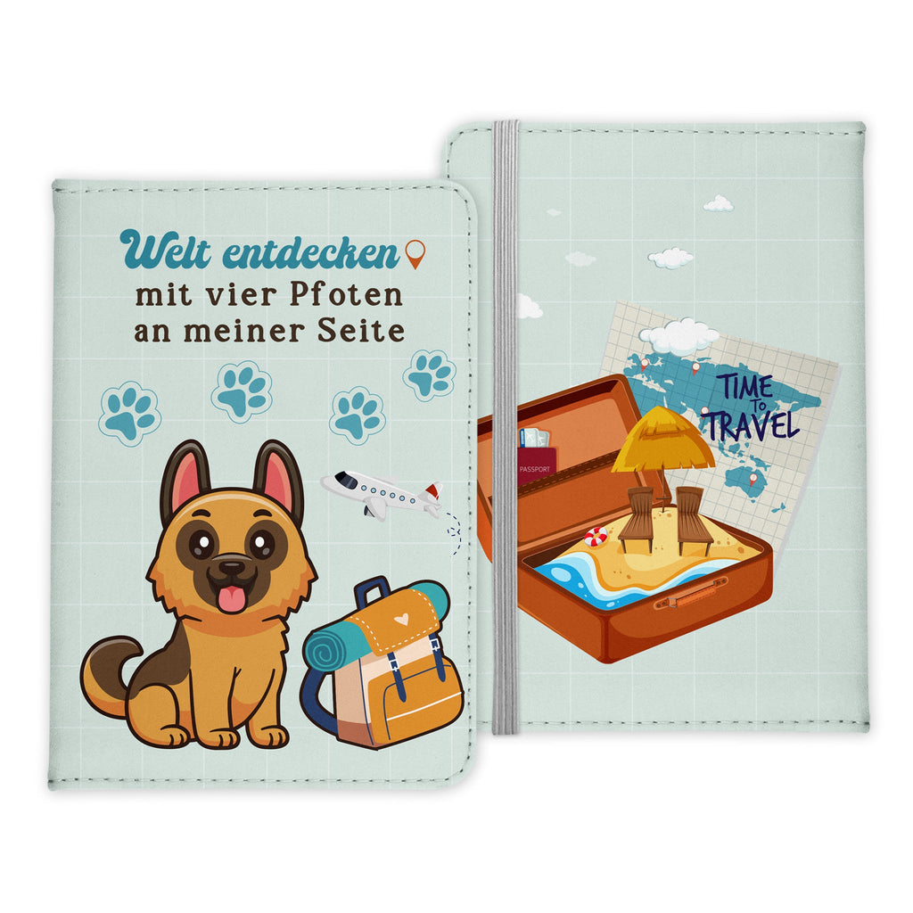 Deutscher Schäferhund Reisepasshülle Geschenk Reisen mit Hund Frauen Männer Pass Etui Cover Organizer Gadgets Sommer Urlaub Kunst-Leder-Reisepass-Hülle-22Feels