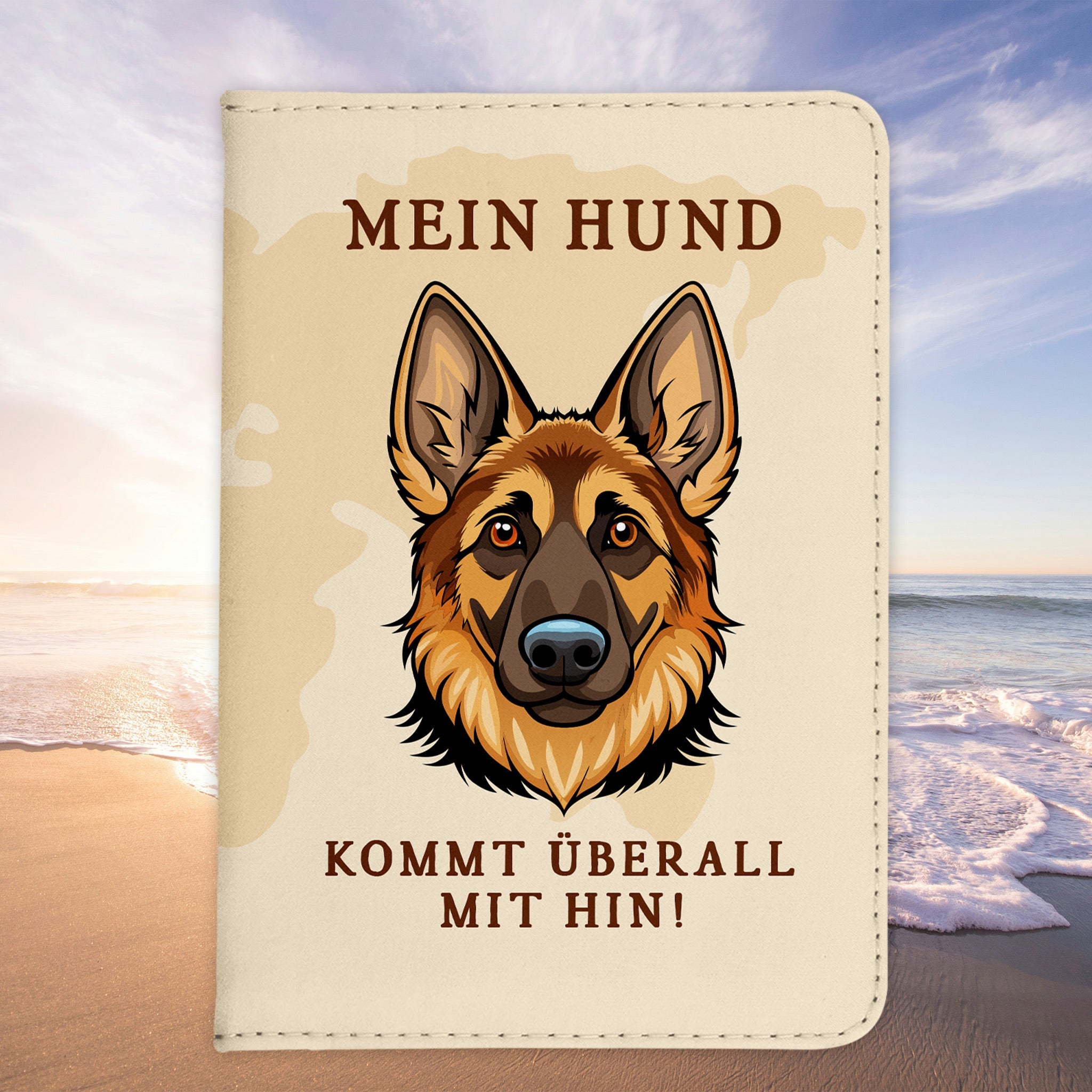 Deutscher Schäferhund Reisepasshülle Geschenk Reisen mit Hund Frauen Männer Pass Etui Cover Organizer Gadgets Sommer Urlaub Kunst-Leder-Reisepass-Hülle-22Feels