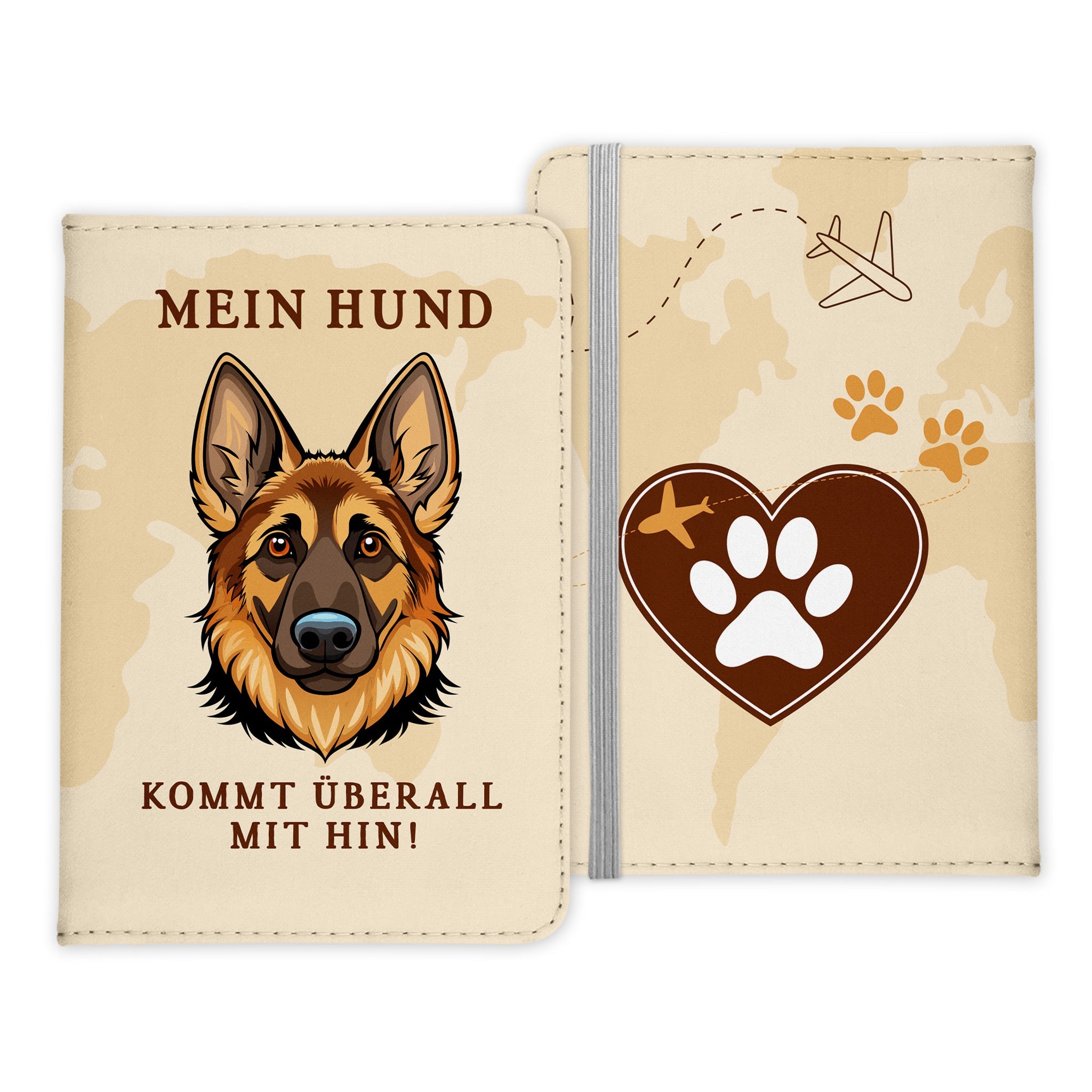 Deutscher Schäferhund Reisepasshülle Geschenk Reisen mit Hund Frauen Männer Pass Etui Cover Organizer Gadgets Sommer Urlaub Kunst-Leder-Reisepass-Hülle-22Feels