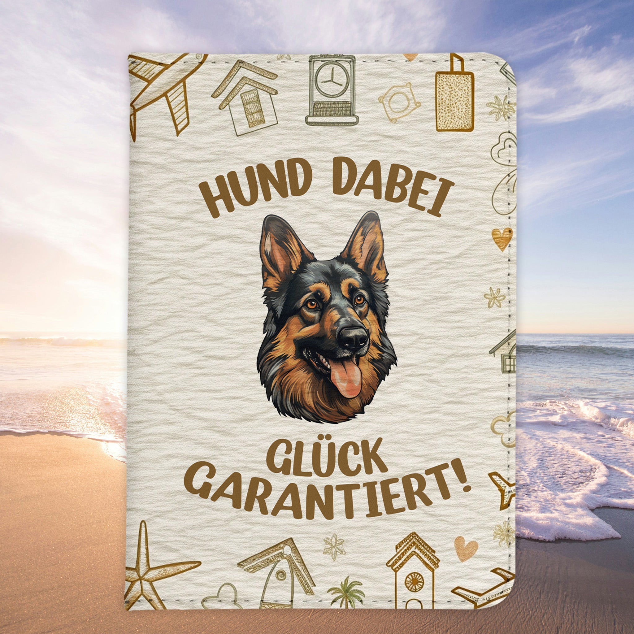 Deutscher Schäferhund Reisepasshülle Geschenk Reisen mit Hund Frauen Männer Pass Etui Cover Organizer Gadgets Sommer Urlaub Kunst-Leder-Reisepass-Hülle-22Feels