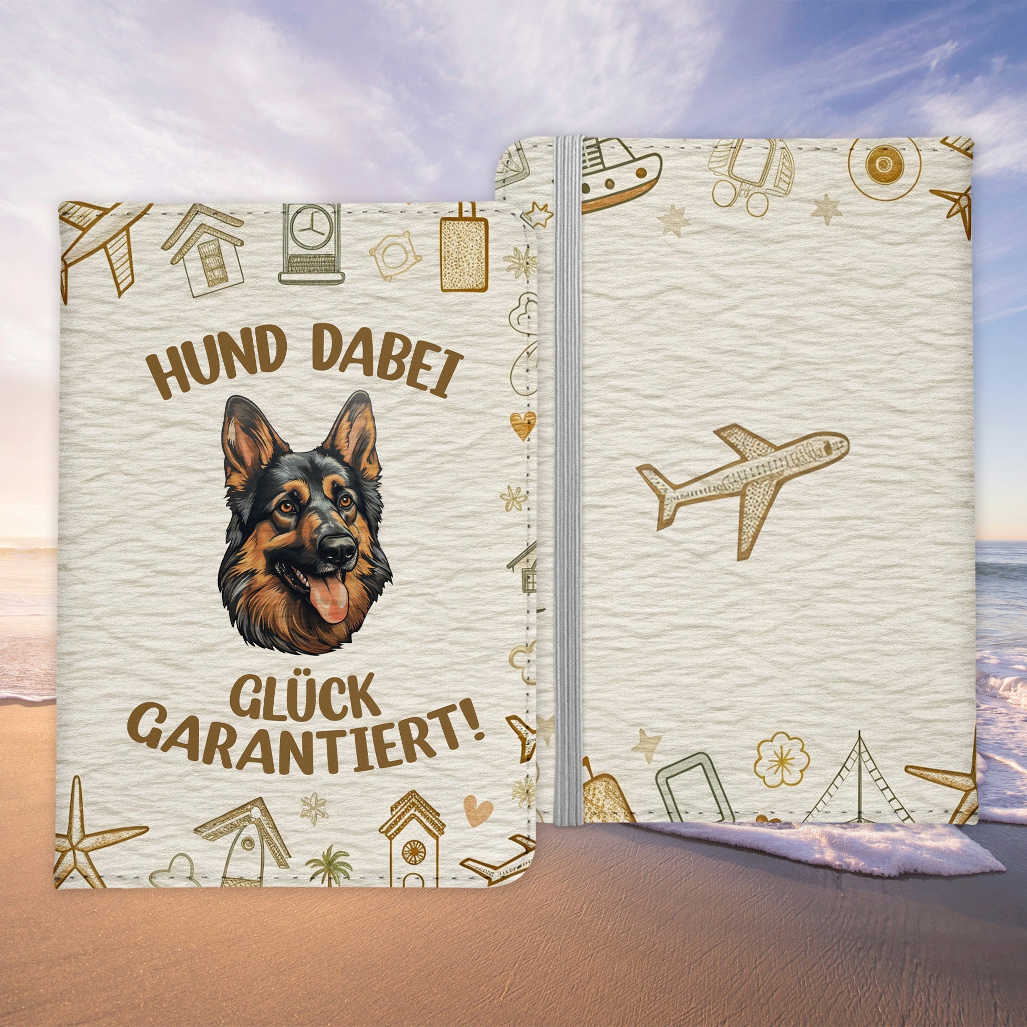 Deutscher Schäferhund Reisepasshülle Geschenk Reisen mit Hund Frauen Männer Pass Etui Cover Organizer Gadgets Sommer Urlaub Kunst-Leder-Reisepass-Hülle-22Feels