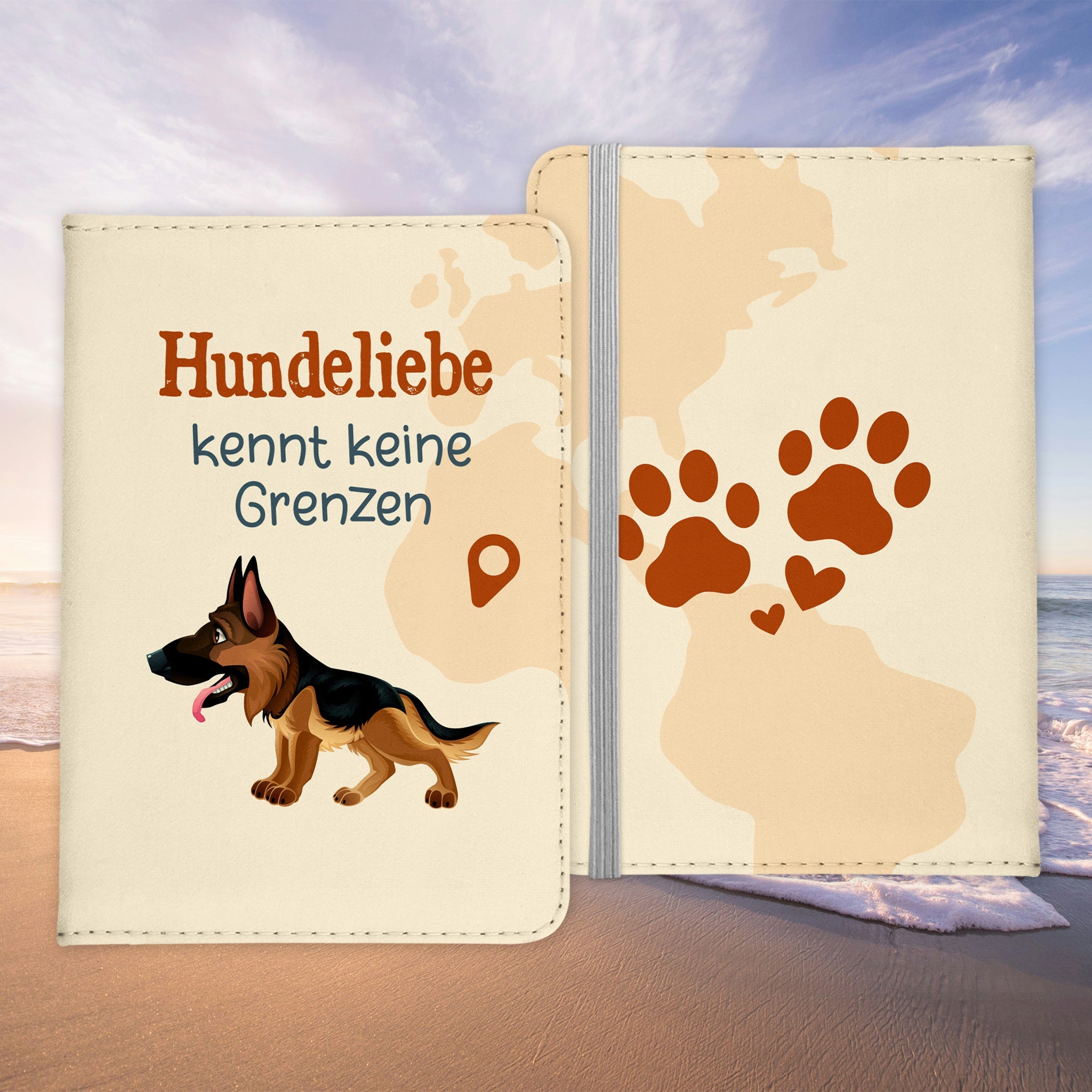 Deutscher Schäferhund Reisepasshülle Geschenk Reisen mit Hund Frauen Männer Pass Etui Cover Organizer Gadgets Sommer Urlaub Kunst-Leder-Reisepass-Hülle-22Feels