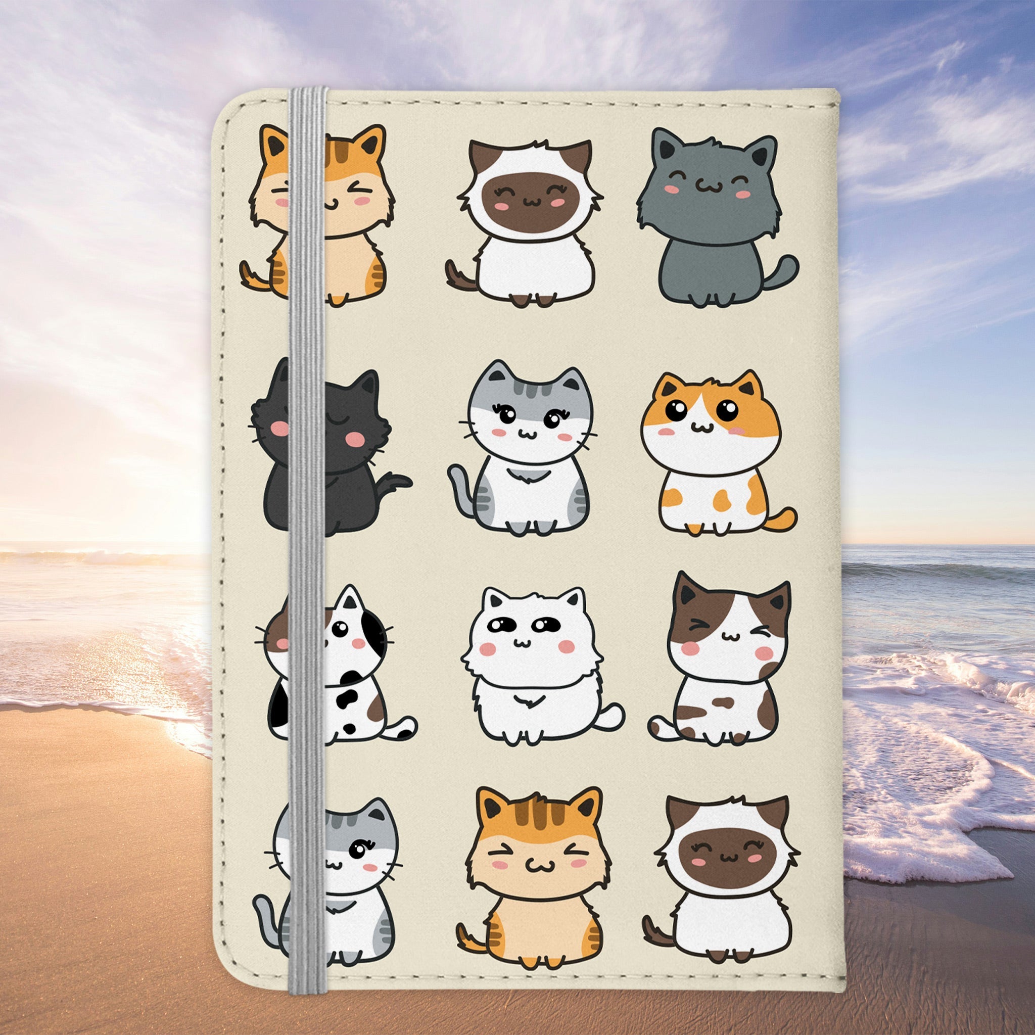 Reisen mit Katze Reisepasshülle Frauen Geschenk Männer Pass Etui Cover Organizer Gadgets Sommer Urlaub Kunst-Leder-Reisepass-Hülle-22Feels