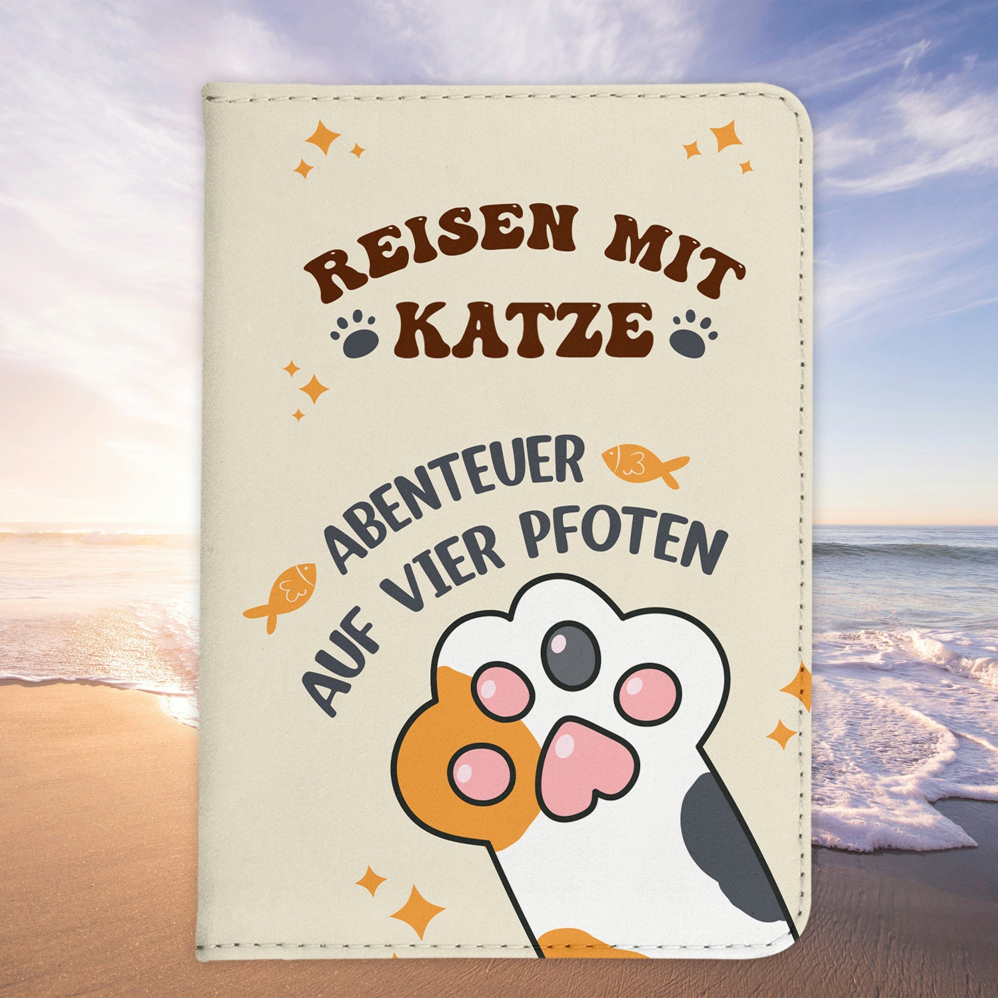 Reisen mit Katze Reisepasshülle Frauen Geschenk Männer Pass Etui Cover Organizer Gadgets Sommer Urlaub Kunst-Leder-Reisepass-Hülle-22Feels