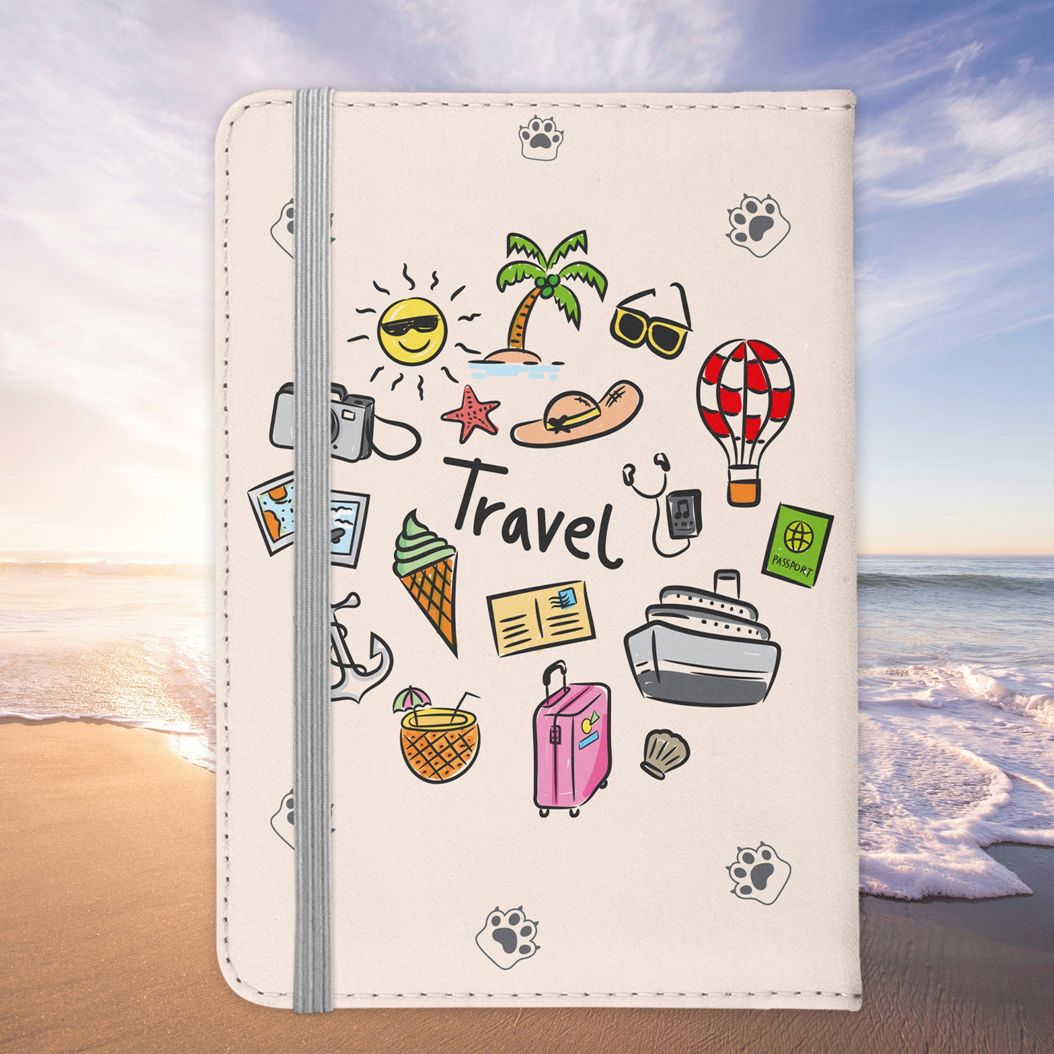 Reisen mit Katze Reisepasshülle Frauen Geschenk Männer Pass Etui Cover Organizer Gadgets Sommer Urlaub Kunst-Leder-Reisepass-Hülle-22Feels