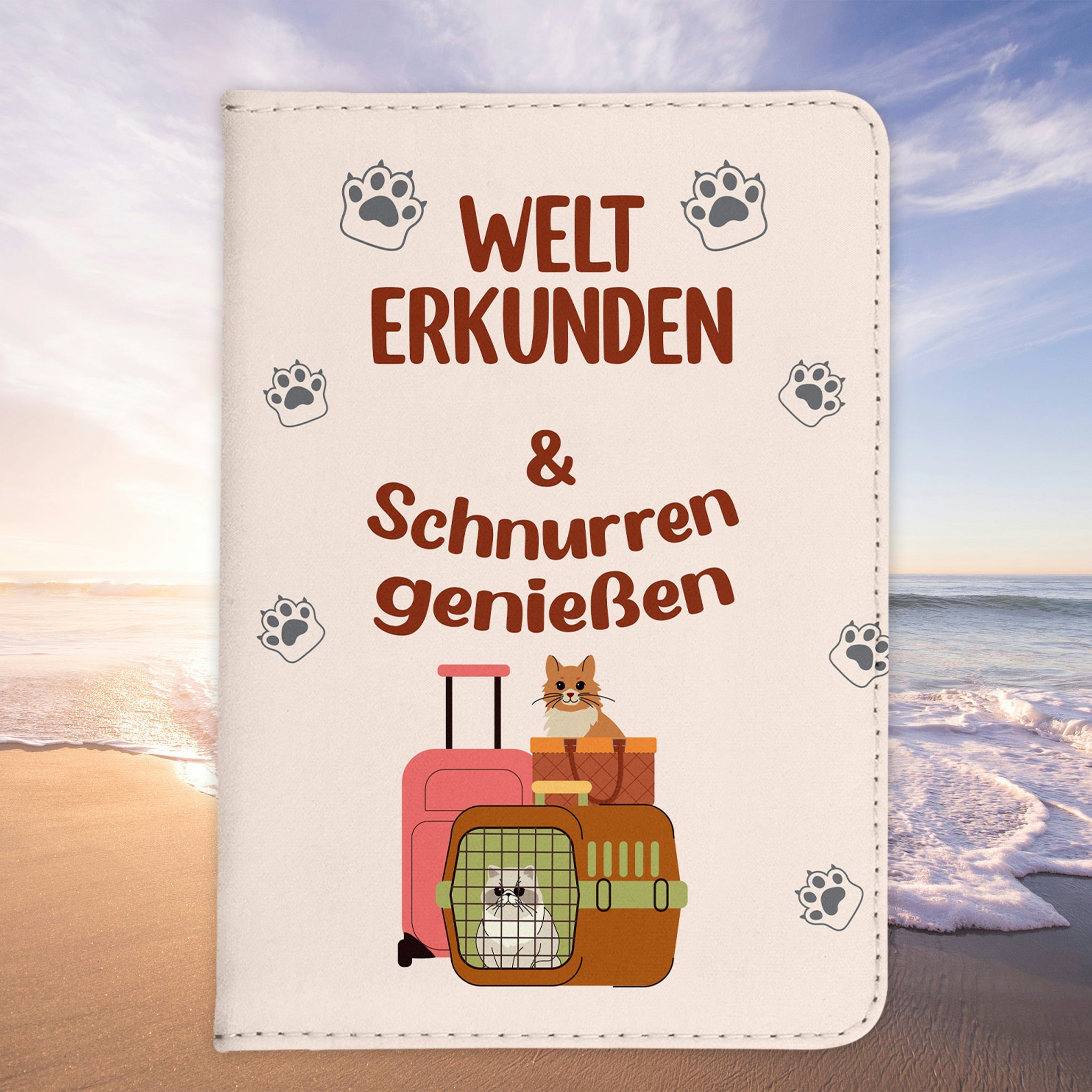 Reisen mit Katze Reisepasshülle Frauen Geschenk Männer Pass Etui Cover Organizer Gadgets Sommer Urlaub Kunst-Leder-Reisepass-Hülle-22Feels
