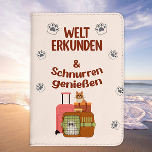 Reisen mit Katze Reisepasshülle Frauen Geschenk Männer Pass Etui Cover Organizer Gadgets Sommer Urlaub Kunst-Leder-Reisepass-Hülle-22Feels