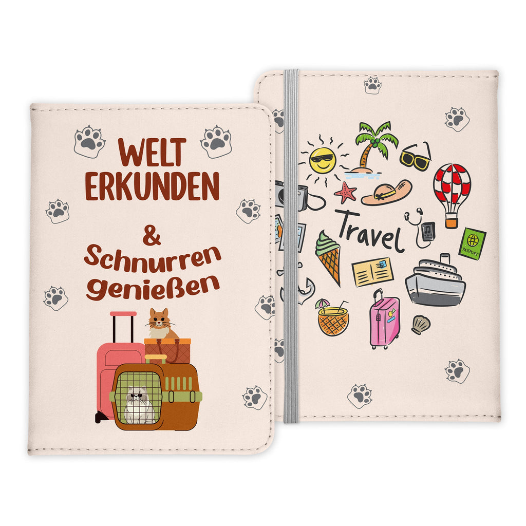 Reisen mit Katze Reisepasshülle Frauen Geschenk Männer Pass Etui Cover Organizer Gadgets Sommer Urlaub Kunst-Leder-Reisepass-Hülle-22Feels