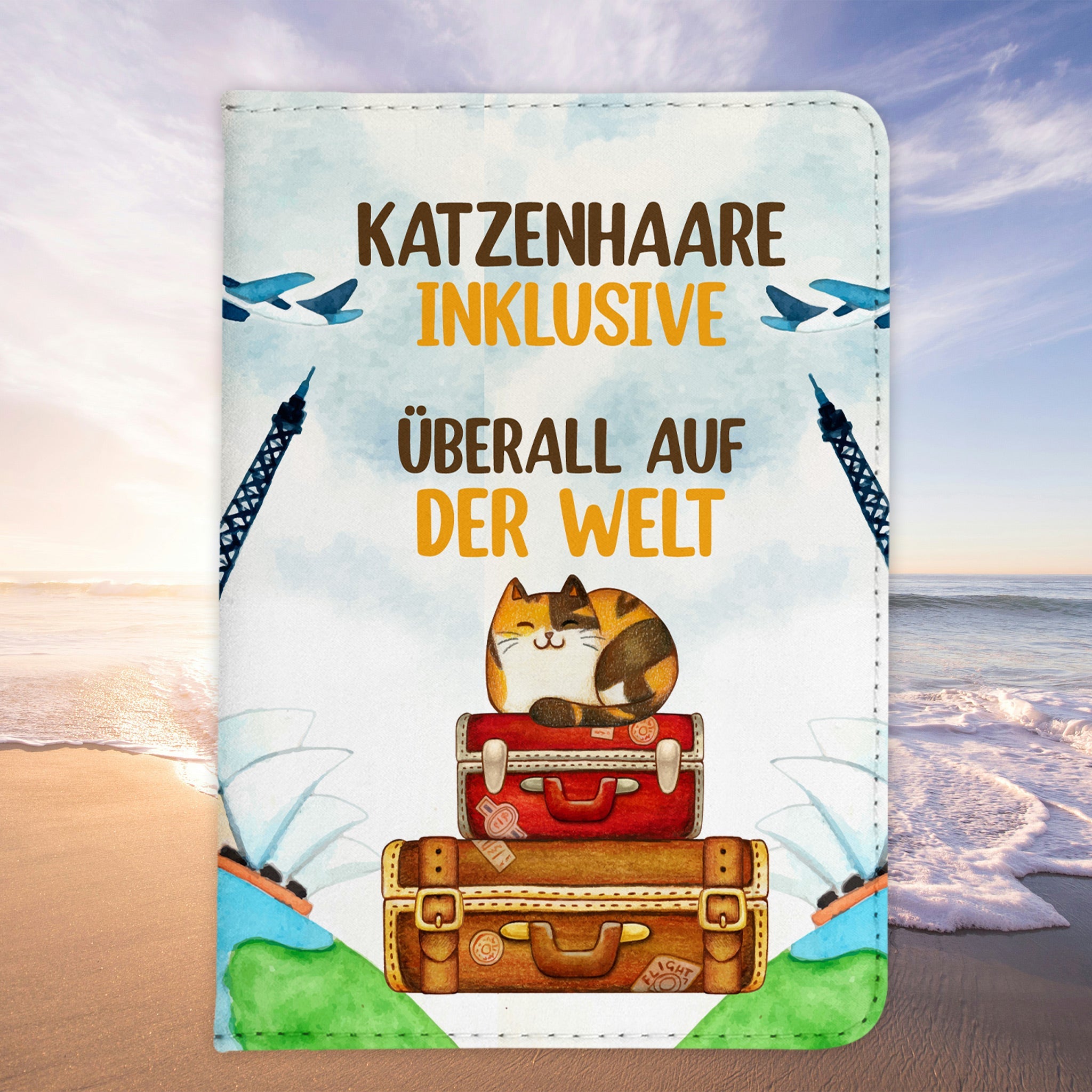 Reisen mit Katze Reisepasshülle Frauen Geschenk Männer Pass Etui Cover Organizer Gadgets Sommer Urlaub Kunst-Leder-Reisepass-Hülle-22Feels