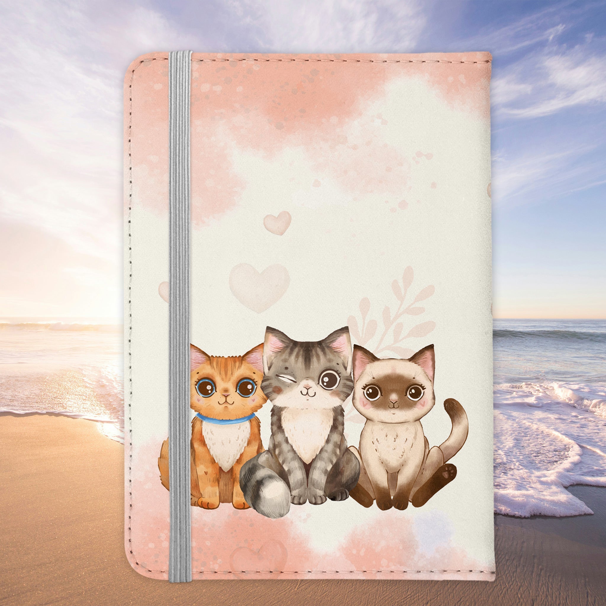 Reisen mit Katze Reisepasshülle Frauen Geschenk Männer Pass Etui Cover Organizer Gadgets Sommer Urlaub Kunst-Leder-Reisepass-Hülle-22Feels