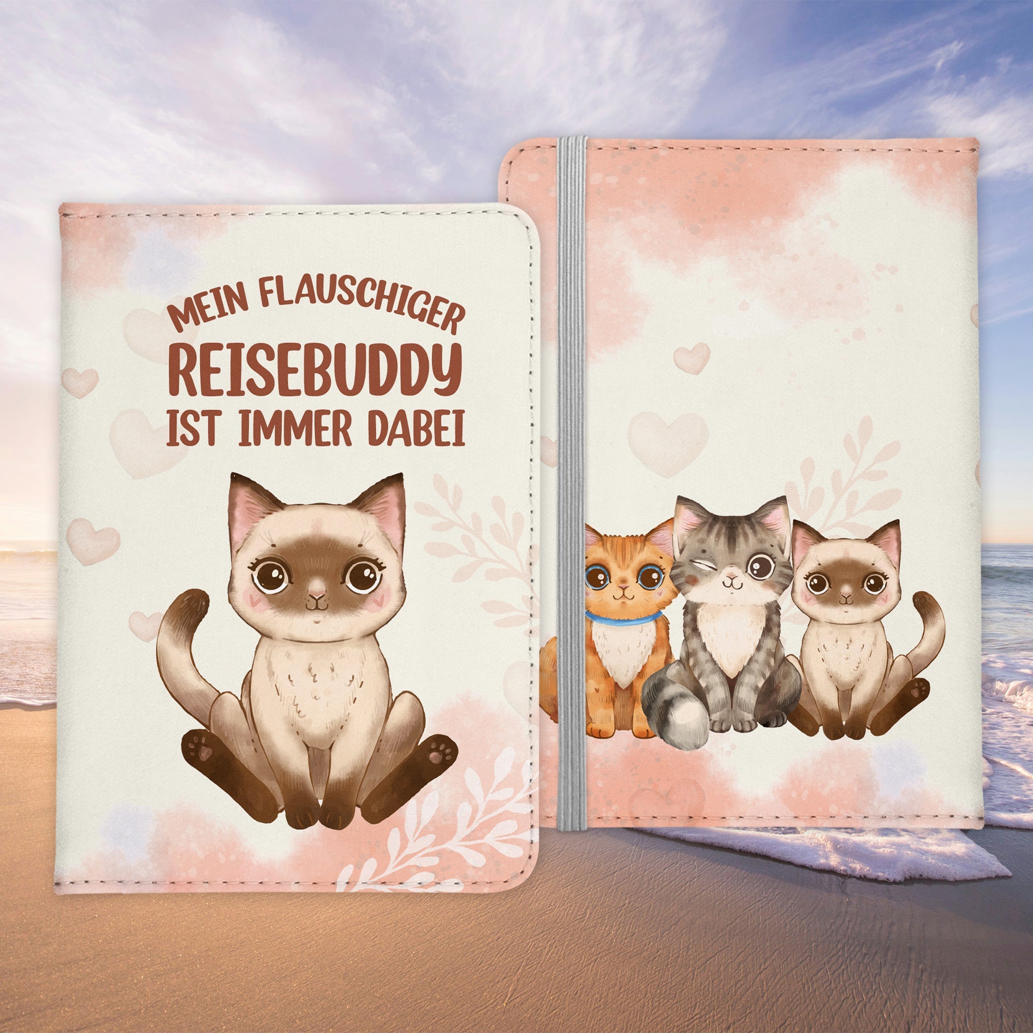 Reisen mit Katze Reisepasshülle Frauen Geschenk Männer Pass Etui Cover Organizer Gadgets Sommer Urlaub Kunst-Leder-Reisepass-Hülle-22Feels