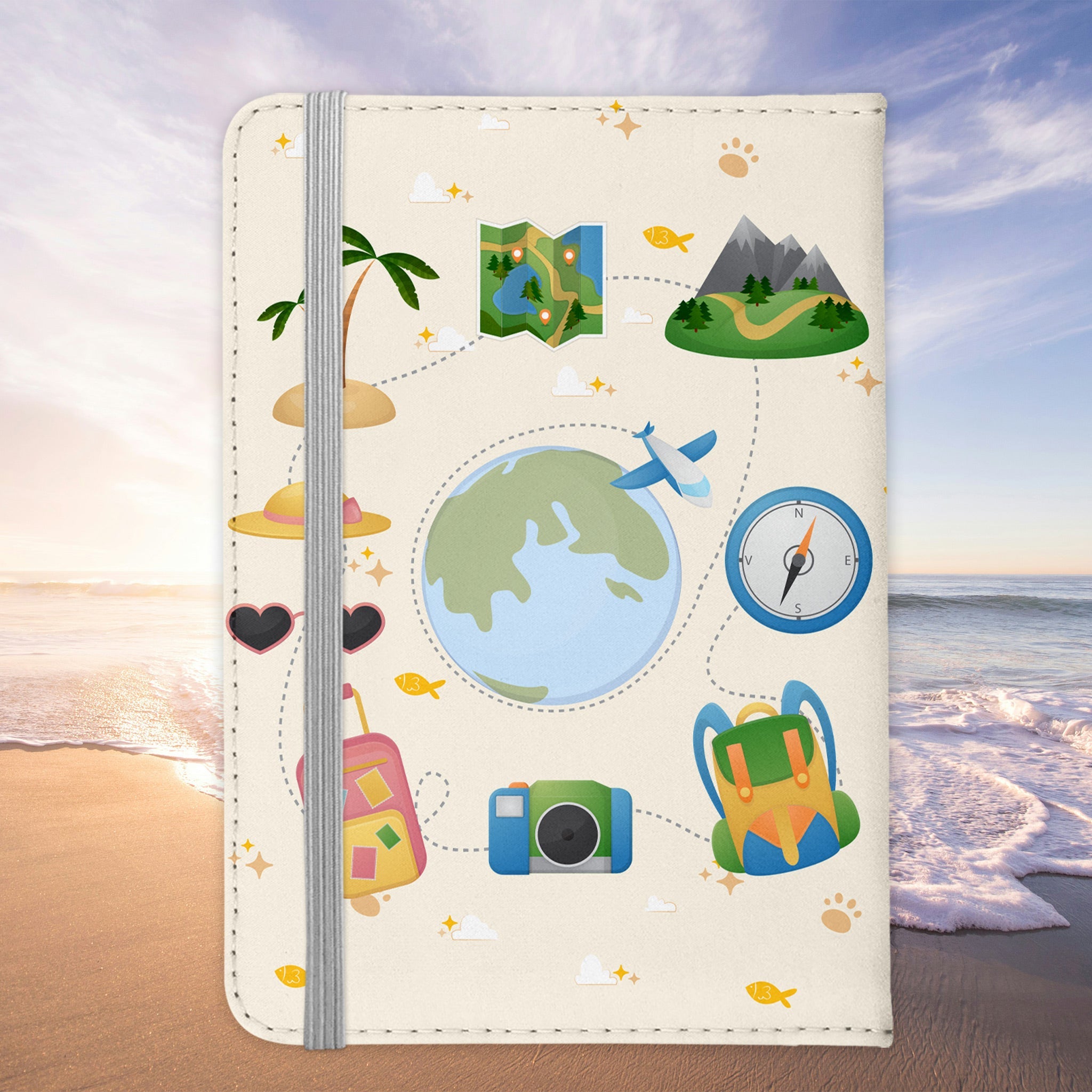 Reisen mit Katze Reisepasshülle Weltreise Frauen Geschenk Männer Pass Etui Cover Organizer Gadgets Sommer Urlaub Kunst-Leder-Reisepass-Hülle-22Feels