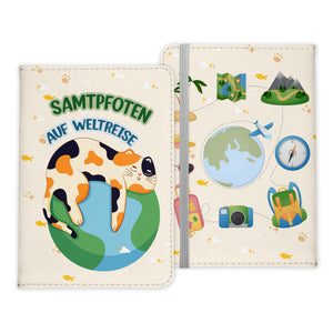 Reisen mit Katze Reisepasshülle Weltreise Frauen Geschenk Männer Pass Etui Cover Organizer Gadgets Sommer Urlaub Kunst-Leder-Reisepass-Hülle-22Feels