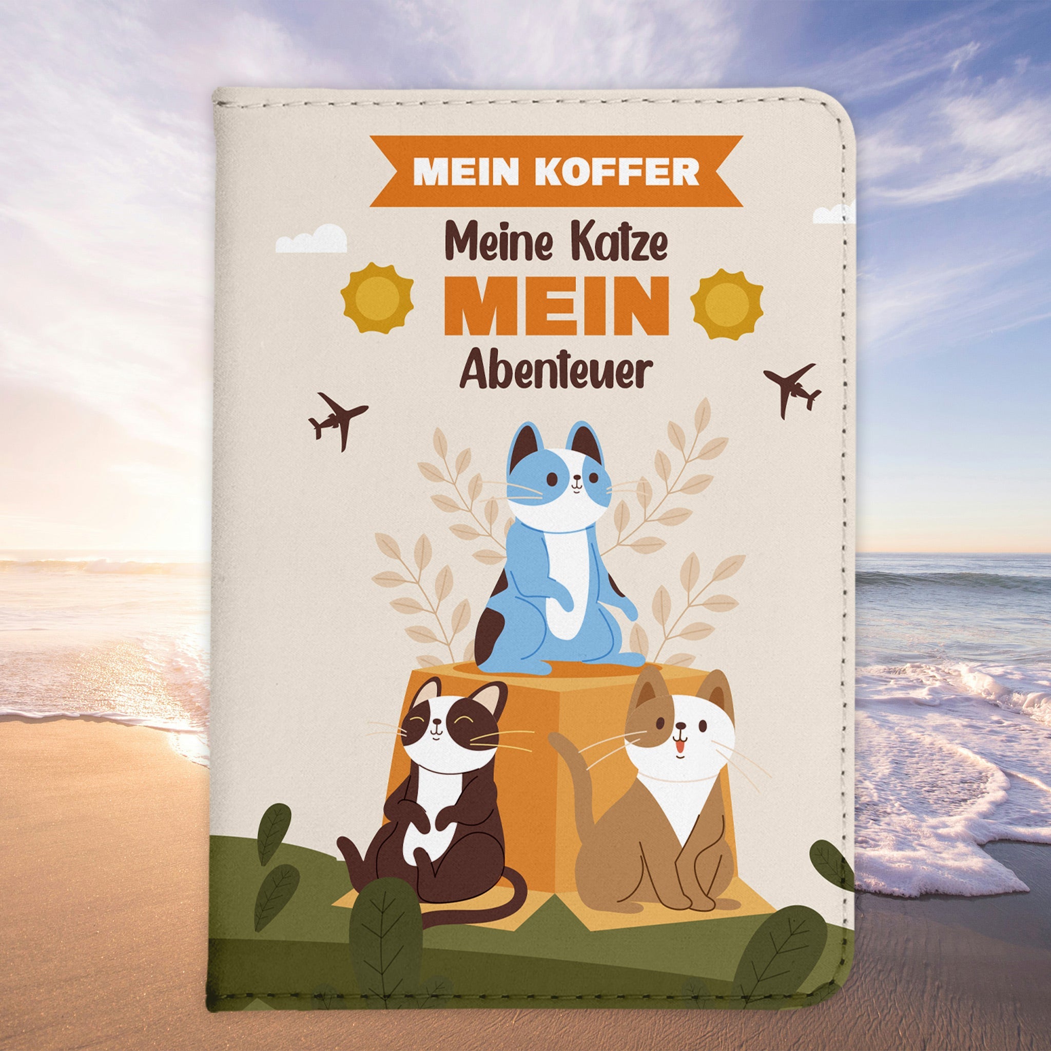 Reisen mit Katze Reisepasshülle Frauen Geschenk Männer Pass Etui Cover Organizer Gadgets Sommer Urlaub Kunst-Leder-Reisepass-Hülle-22Feels