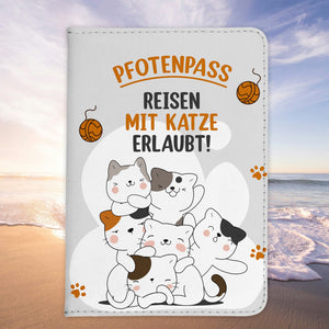 Reisen mit Katze Reisepasshülle "Pfotenpass" Frauen Geschenk Männer Pass Etui Cover Organizer Gadgets Sommer Urlaub Kunst-Leder-Reisepass-Hülle-22Feels