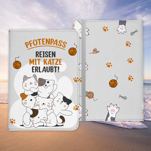 Reisen mit Katze Reisepasshülle "Pfotenpass" Frauen Geschenk Männer Pass Etui Cover Organizer Gadgets Sommer Urlaub Kunst-Leder-Reisepass-Hülle-22Feels