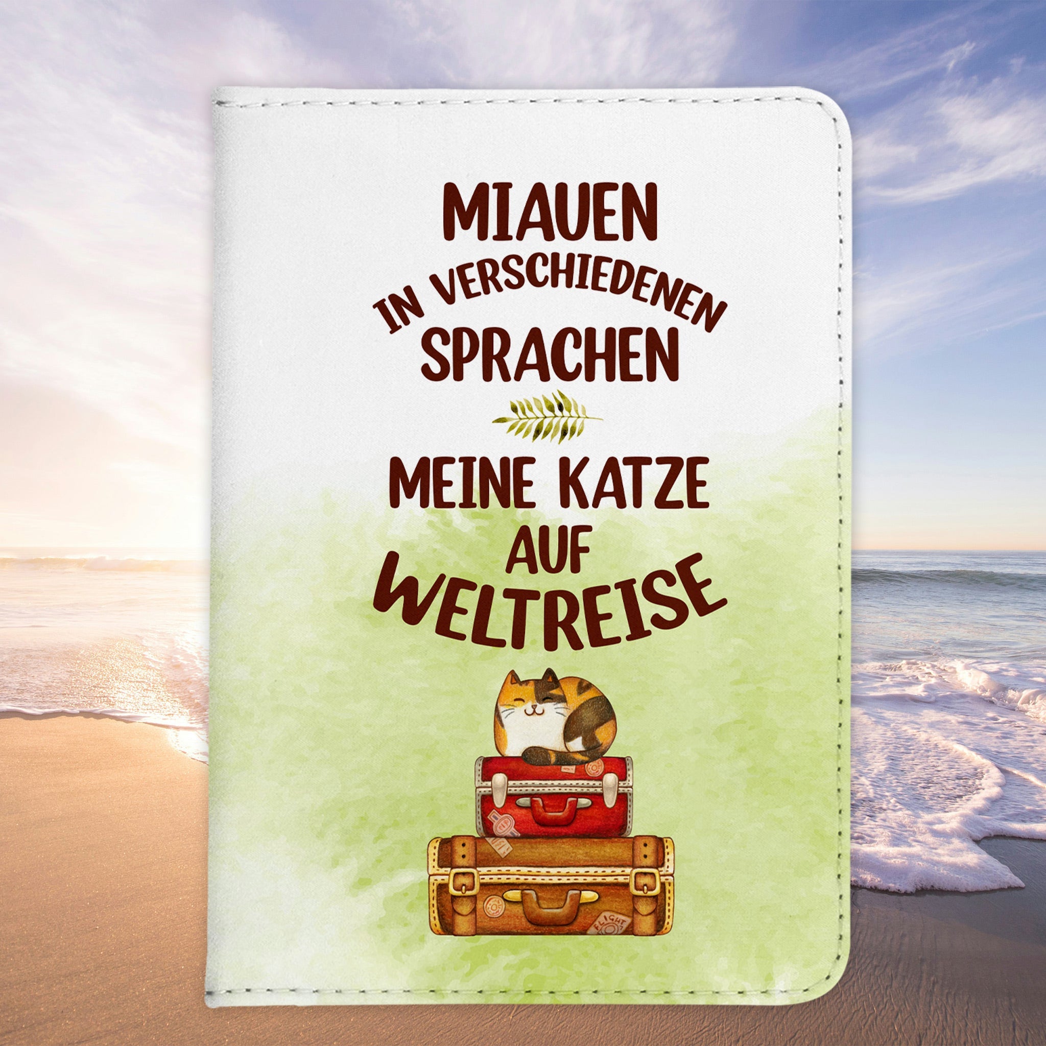 Reisen mit Katze Reisepasshülle Weltreise Frauen Geschenk Männer Pass Etui Cover Organizer Gadgets Sommer Urlaub Kunst-Leder-Reisepass-Hülle-22Feels