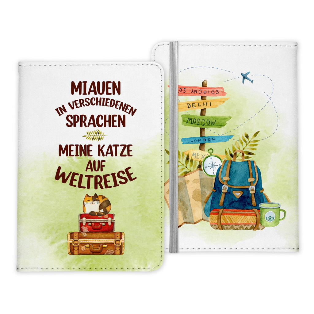 Reisen mit Katze Reisepasshülle Weltreise Frauen Geschenk Männer Pass Etui Cover Organizer Gadgets Sommer Urlaub Kunst-Leder-Reisepass-Hülle-22Feels