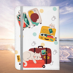 Reisen mit Katze Reisepasshülle Frauen Geschenk Männer Pass Etui Cover Organizer Gadgets Sommer Urlaub Kunst-Leder-Reisepass-Hülle-22Feels