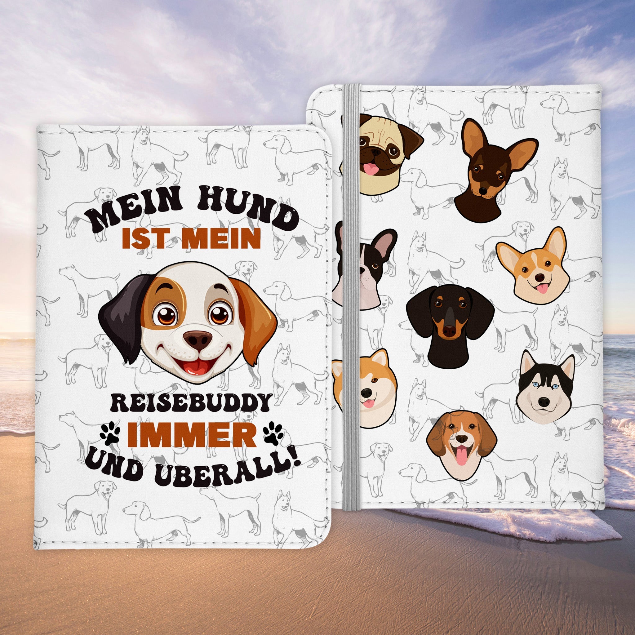 Reisen mit Hund Reisepasshülle Frauen Geschenk Männer Pass Etui Cover Organizer Gadgets Sommer Urlaub Kunst-Leder-Reisepass-Hülle-22Feels