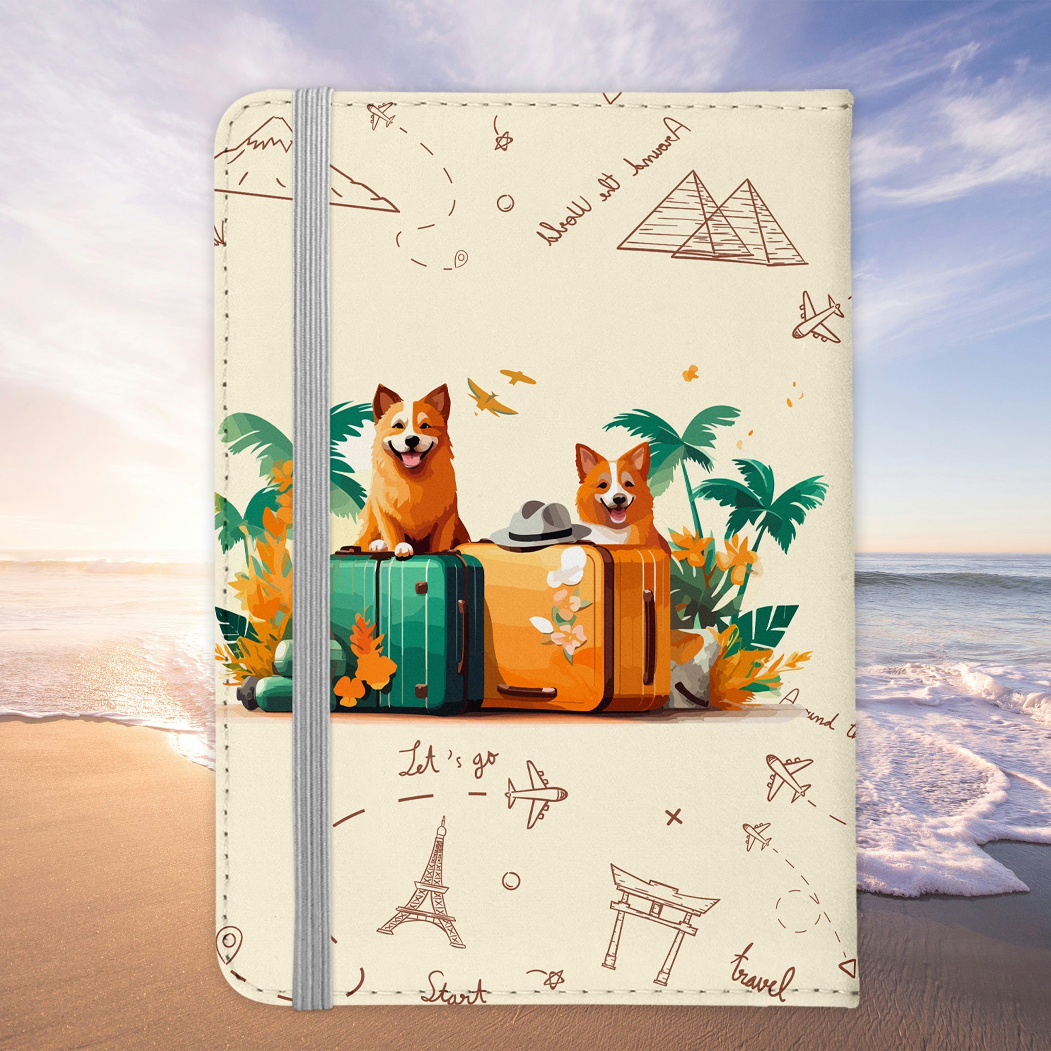 Reisen mit Hund Reisepasshülle Frauen Geschenk Männer Pass Etui Cover Organizer Gadgets Sommer Urlaub Kunst-Leder-Reisepass-Hülle-22Feels