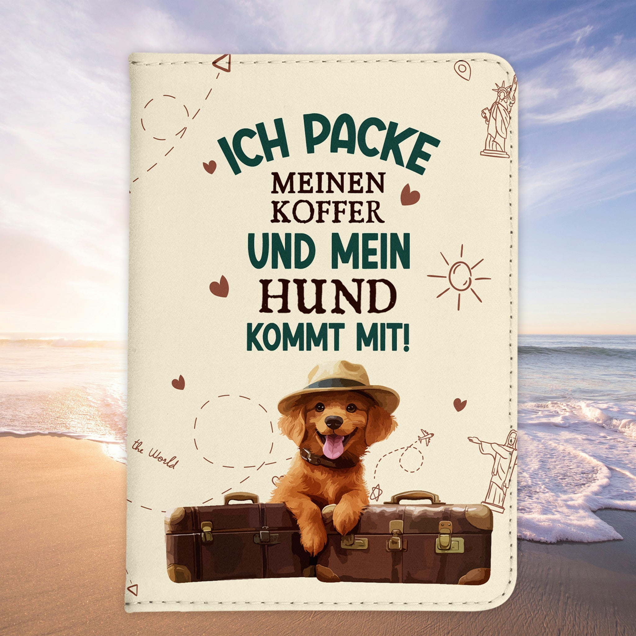 Reisen mit Hund Reisepasshülle Frauen Geschenk Männer Pass Etui Cover Organizer Gadgets Sommer Urlaub Kunst-Leder-Reisepass-Hülle-22Feels