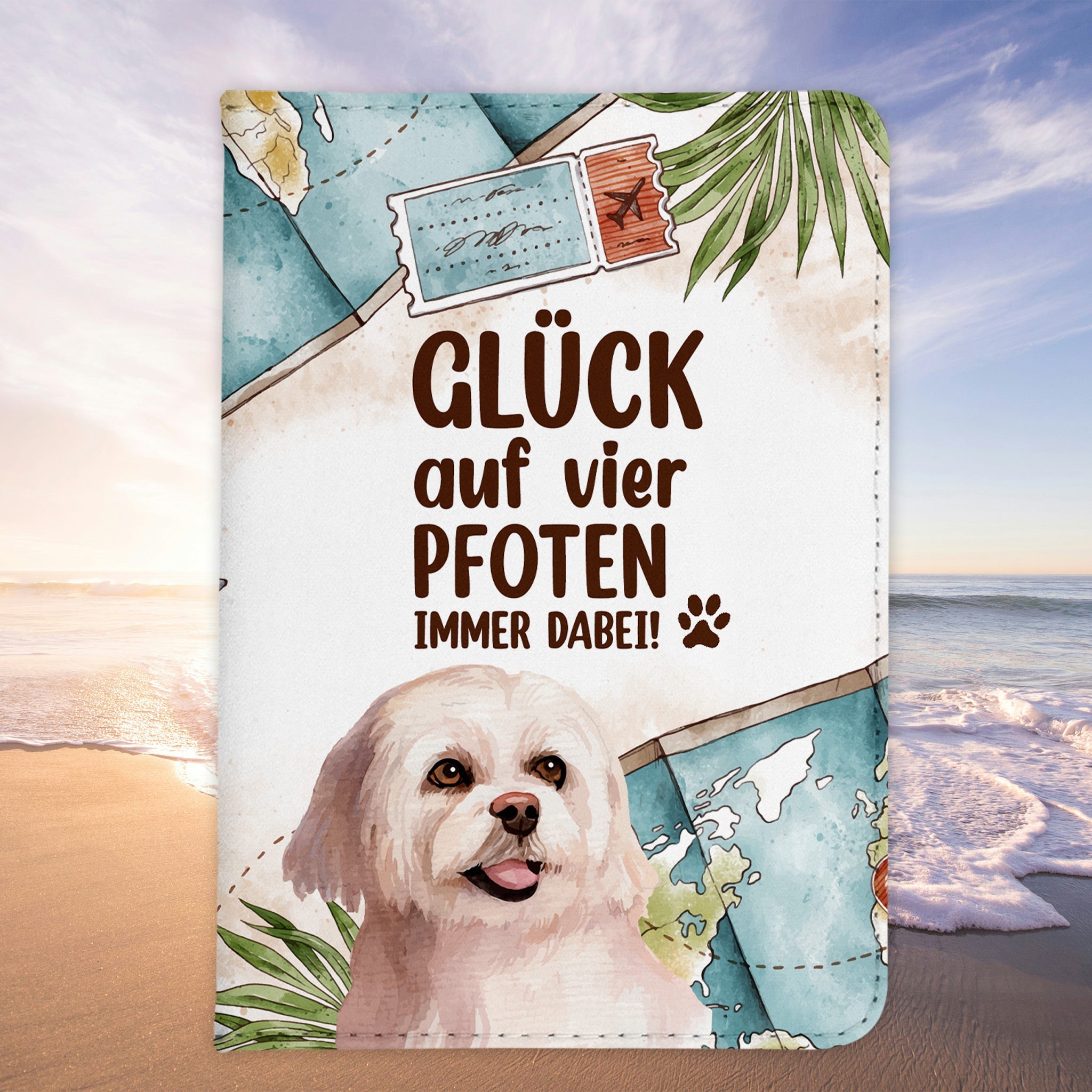 Reisen mit Hund Reisepasshülle Frauen Geschenk Männer Pass Etui Cover Organizer Gadgets Sommer Urlaub Kunst-Leder-Reisepass-Hülle-22Feels