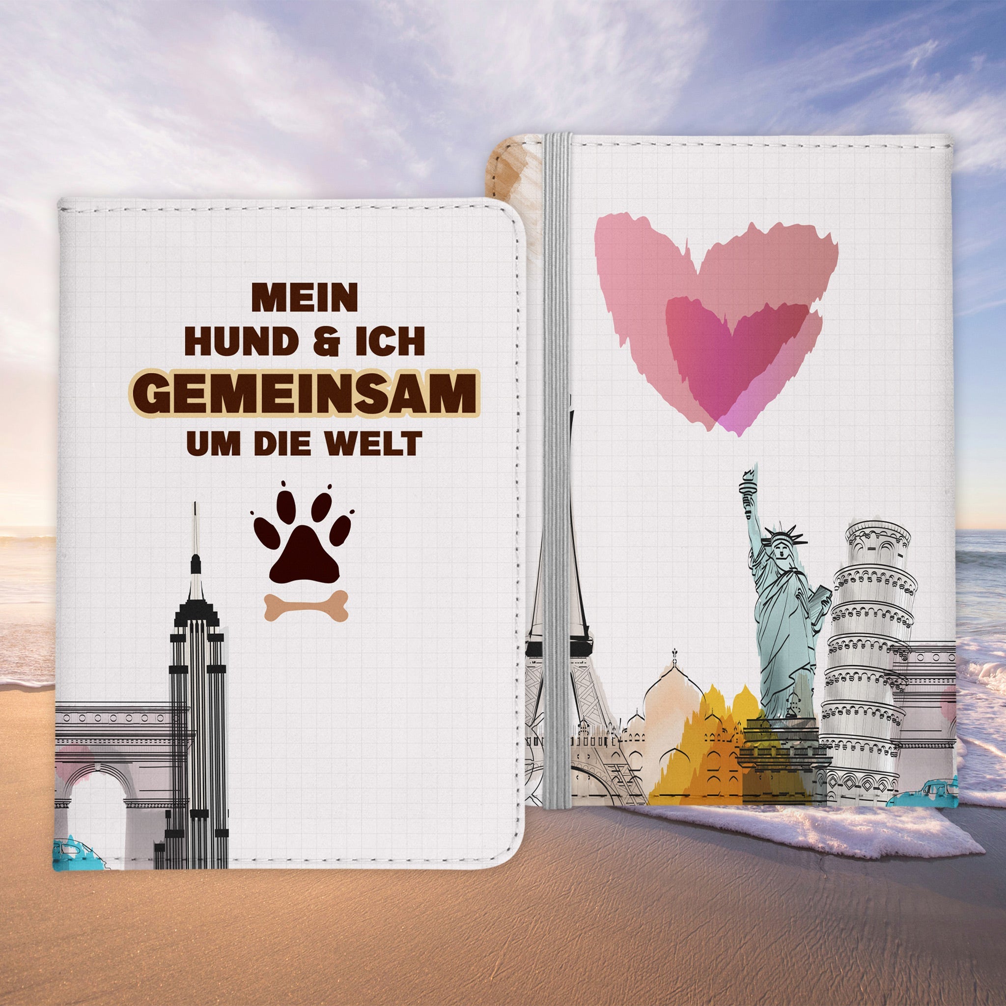 Reisen mit Hund Reisepasshülle Frauen Geschenk Männer Pass Etui Cover Organizer Gadgets Sommer Urlaub Kunst-Leder-Reisepass-Hülle-22Feels