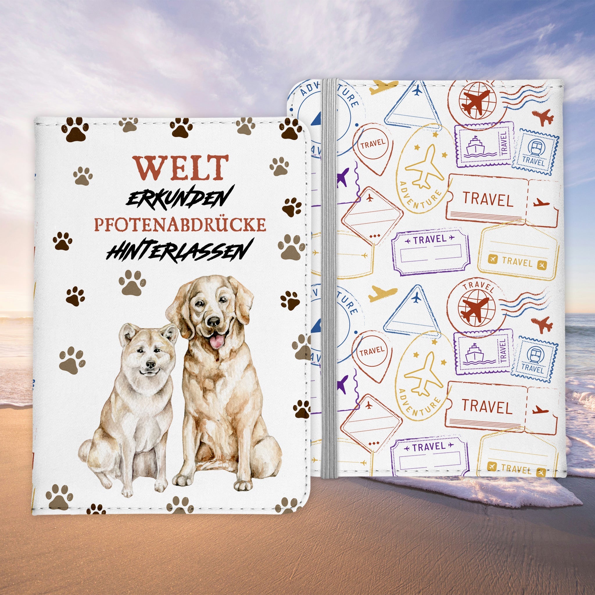 Reisen mit Hund Reisepasshülle Frauen Geschenk Männer Pass Etui Cover Organizer Gadgets Sommer Urlaub Kunst-Leder-Reisepass-Hülle-22Feels