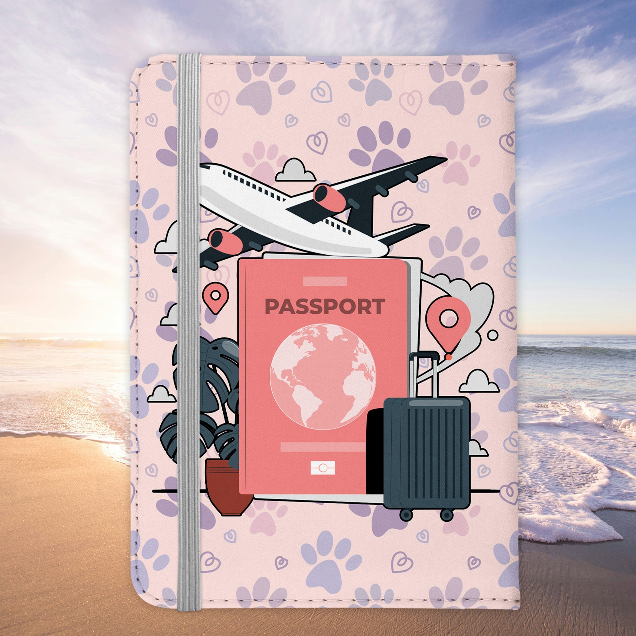 Reisen mit Hund Reisepasshülle Frauen Geschenk Männer Pass Etui Cover Organizer Gadgets Sommer Urlaub Kunst-Leder-Reisepass-Hülle-22Feels