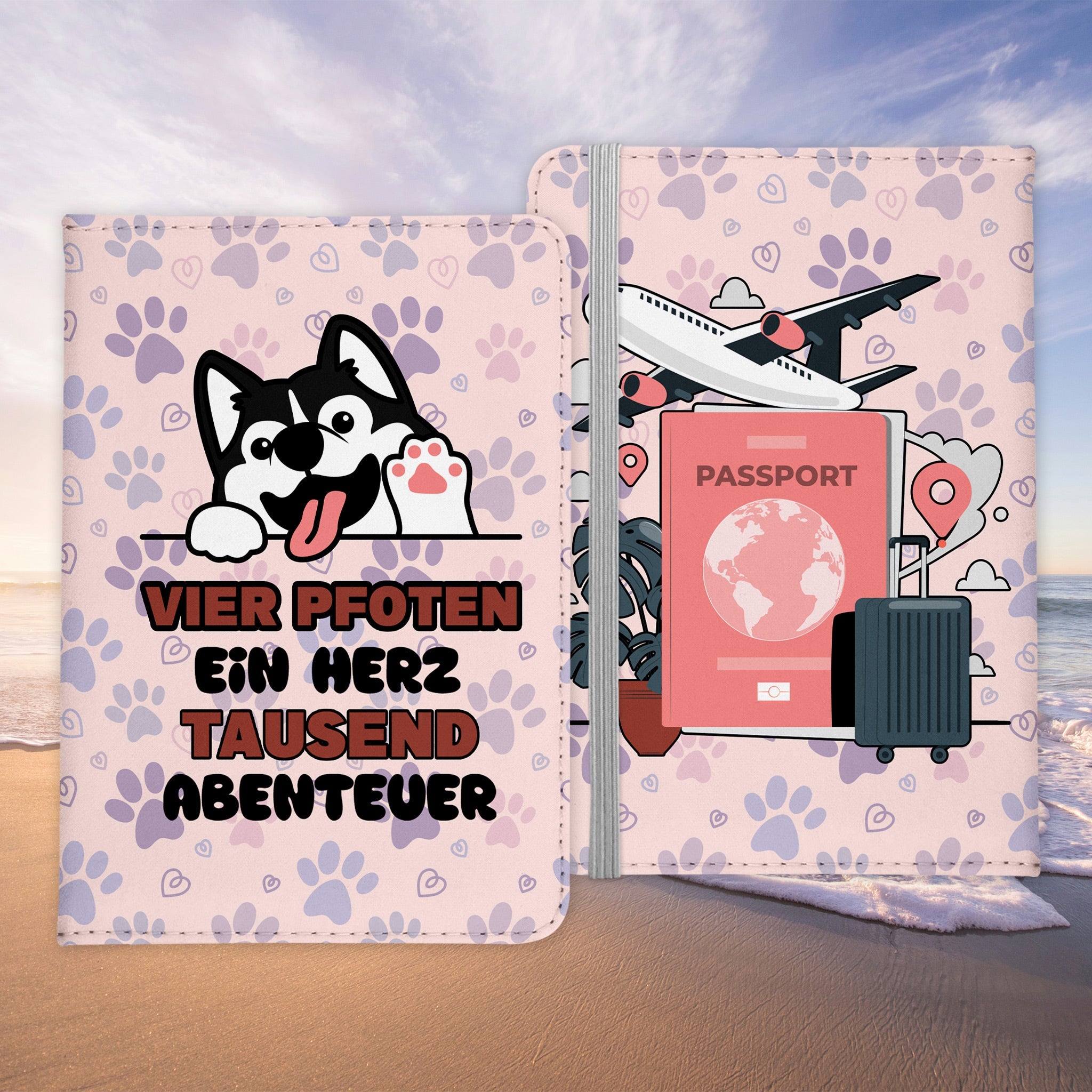 Reisen mit Hund Reisepasshülle Frauen Geschenk Männer Pass Etui Cover Organizer Gadgets Sommer Urlaub Kunst-Leder-Reisepass-Hülle-22Feels