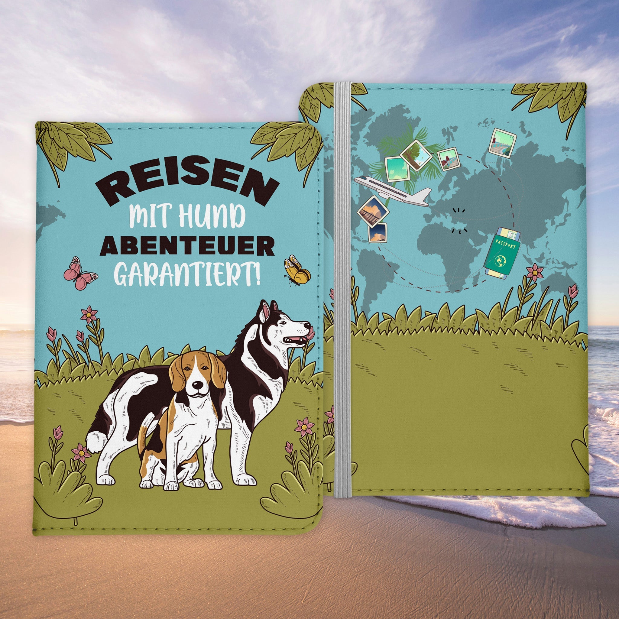 Reisen mit Hund Reisepasshülle Frauen Geschenk Männer Pass Etui Cover Organizer Gadgets Sommer Urlaub Kunst-Leder-Reisepass-Hülle-22Feels