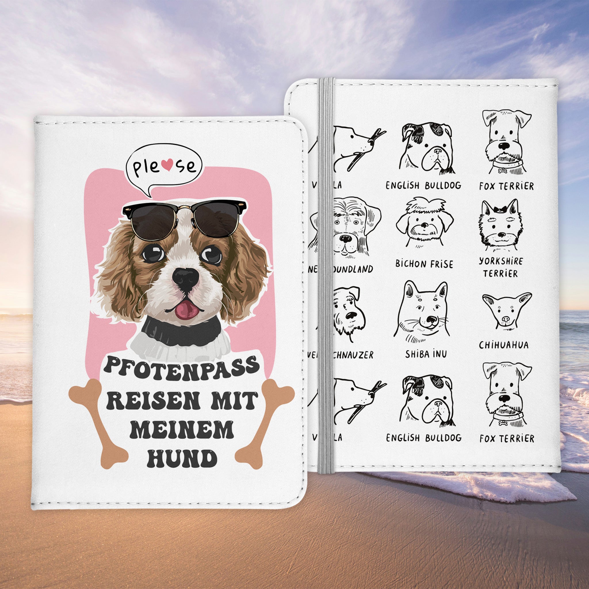 Reisen mit Hund Reisepasshülle "Pfotenpass" Frauen Geschenk Männer Pass Etui Cover Organizer Gadgets Sommer Urlaub Kunst-Leder-Reisepass-Hülle-22Feels