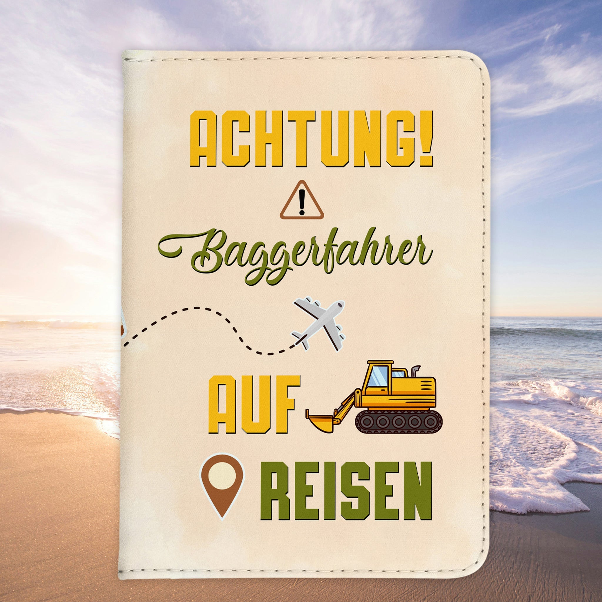 Baggerfahrer Geschenk Reisepasshülle Männer Reisen Pass Etui Cover Organizer Sommer Urlaub Gadgets Kunst-Leder Berufe Accessoire-Reisepass-Hülle-22Feels
