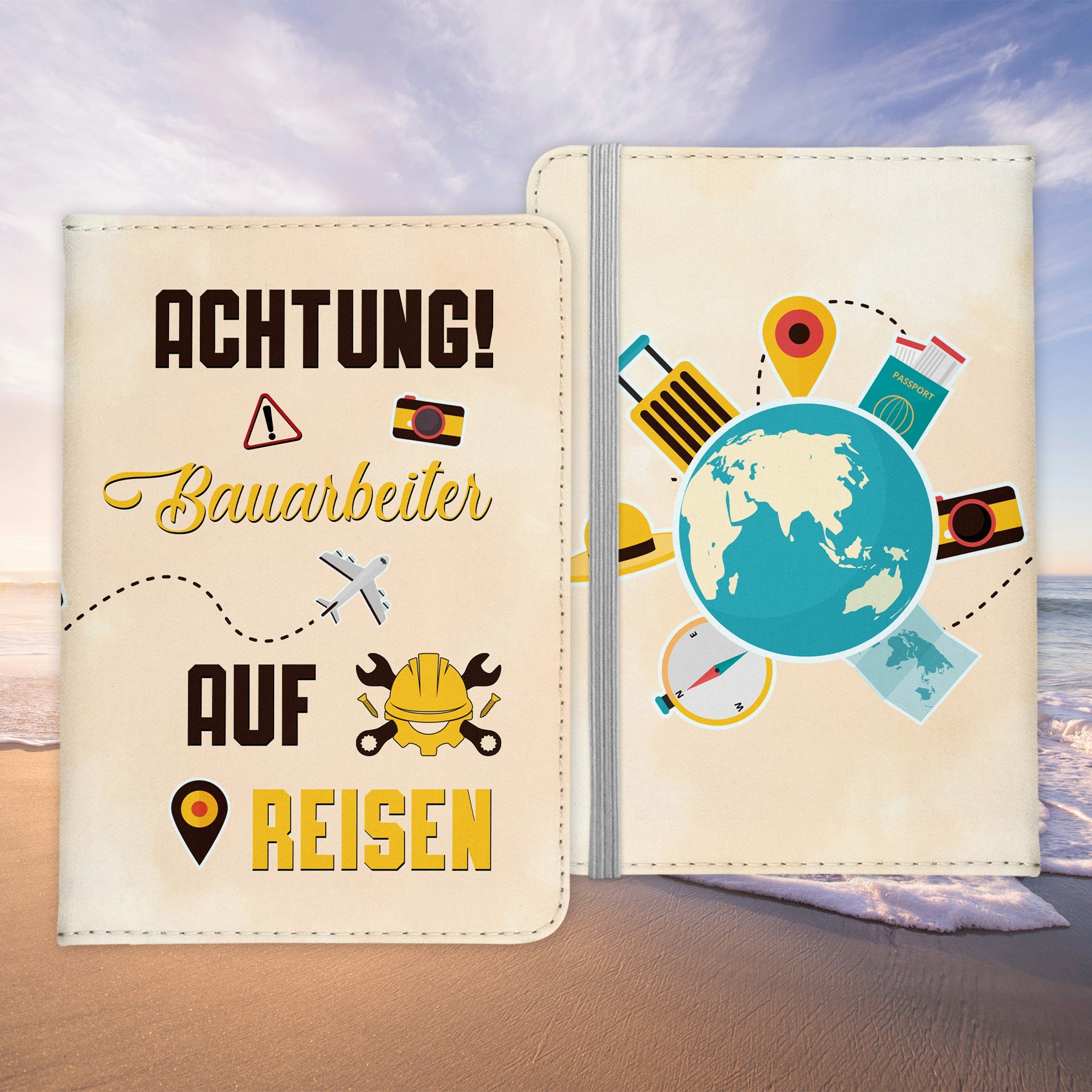 Bauarbeiter Geschenk Reisepasshülle Männer Reisen Pass Etui Cover Organizer Sommer Urlaub Gadgets Kunst-Leder Berufe Accessoire-Reisepass-Hülle-22Feels