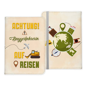 Baggerfahrerin Geschenk Reisepasshülle Frauen Reisen Pass Etui Cover Organizer Sommer Urlaub Gadgets Kunst-Leder Berufe Accessoire-Reisepass-Hülle-22Feels