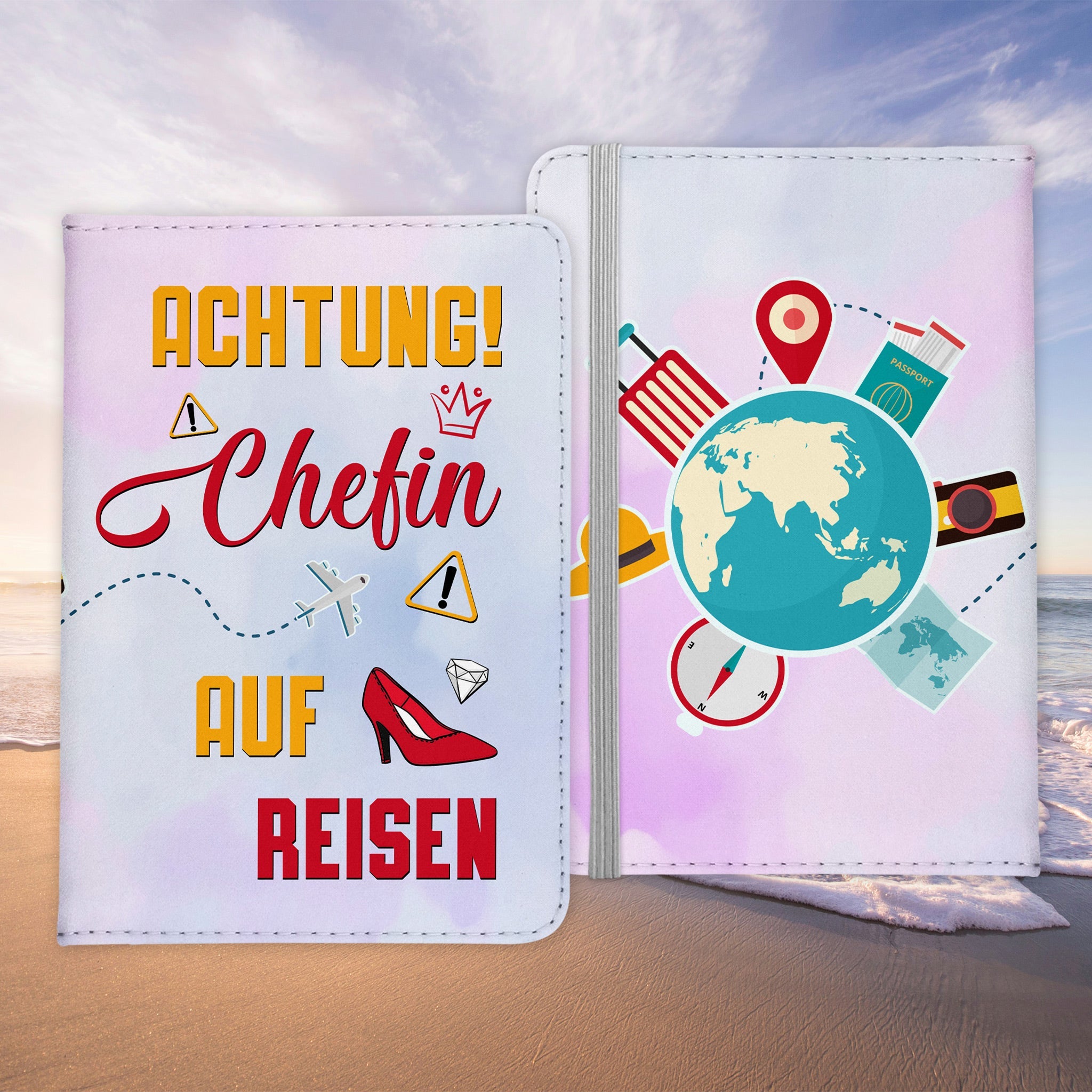 Chefin Geschenk Reisepasshülle Frauen Reisen Pass Etui Cover Organizer Sommer Urlaub Gadgets Kunst-Leder Berufe Accessoire-Reisepass-Hülle-22Feels