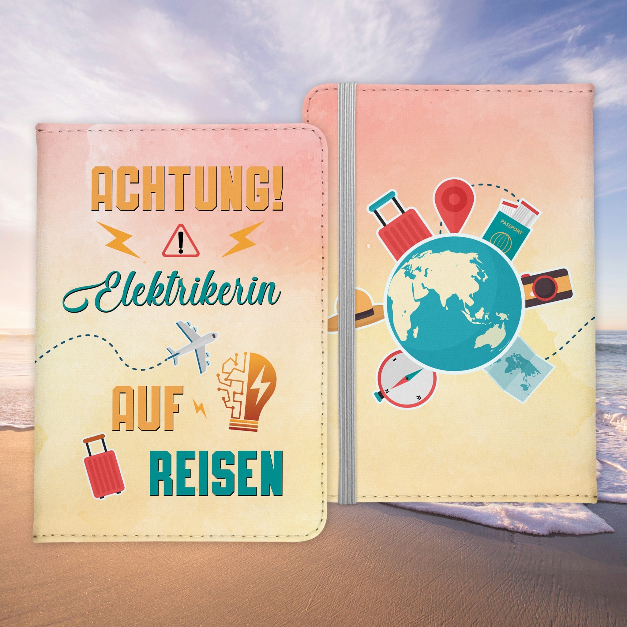 Elektrikerin Geschenk Reisepasshülle Frauen Reisen Pass Etui Cover Organizer Sommer Urlaub Gadgets Kunst-Leder Berufe Accessoire-Reisepass-Hülle-22Feels