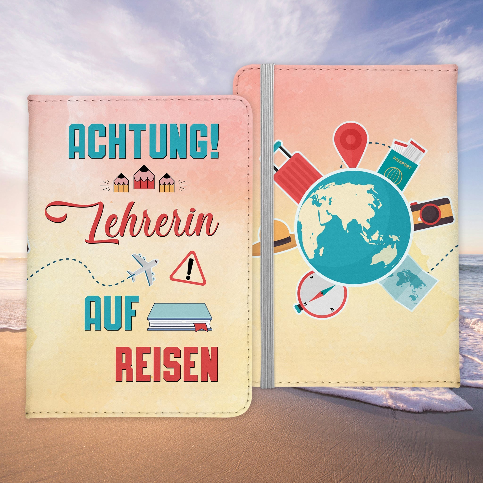 Lehrerin Geschenk Reisepasshülle Frauen Reisen Pass Etui Cover Organizer Sommer Urlaub Gadgets Kunst-Leder Berufe Accessoire-Reisepass-Hülle-22Feels