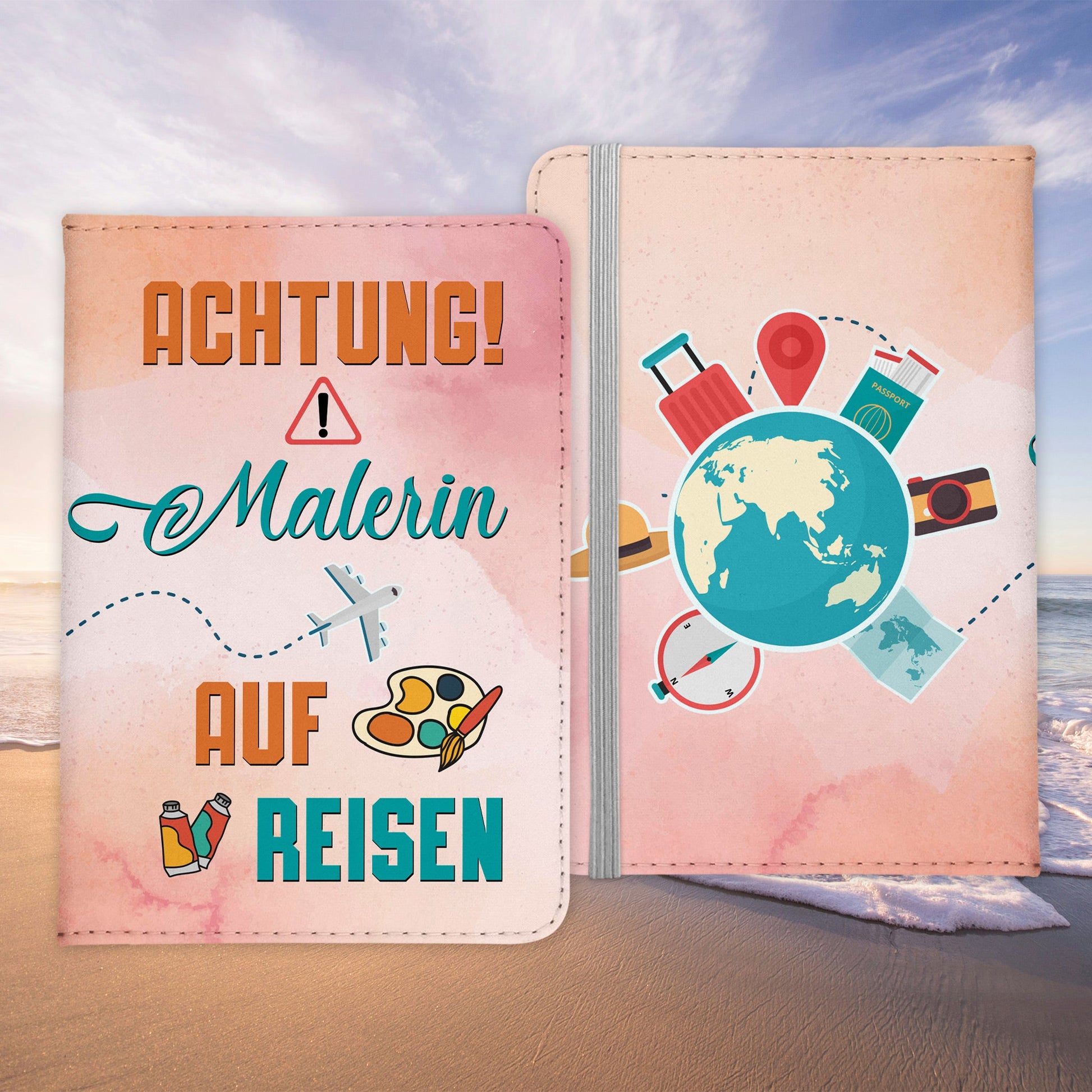 Malerin Geschenk Reisepasshülle Frauen Reisen Pass Etui Cover Organizer Sommer Urlaub Gadgets Kunst-Leder Berufe Accessoire-Reisepass-Hülle-22Feels