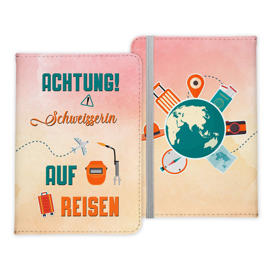 Schweisserin Geschenk Reisepasshülle Frauen Reisen Pass Etui Cover Organizer Sommer Urlaub Gadgets Kunst-Leder Berufe Accessoire-Reisepass-Hülle-22Feels