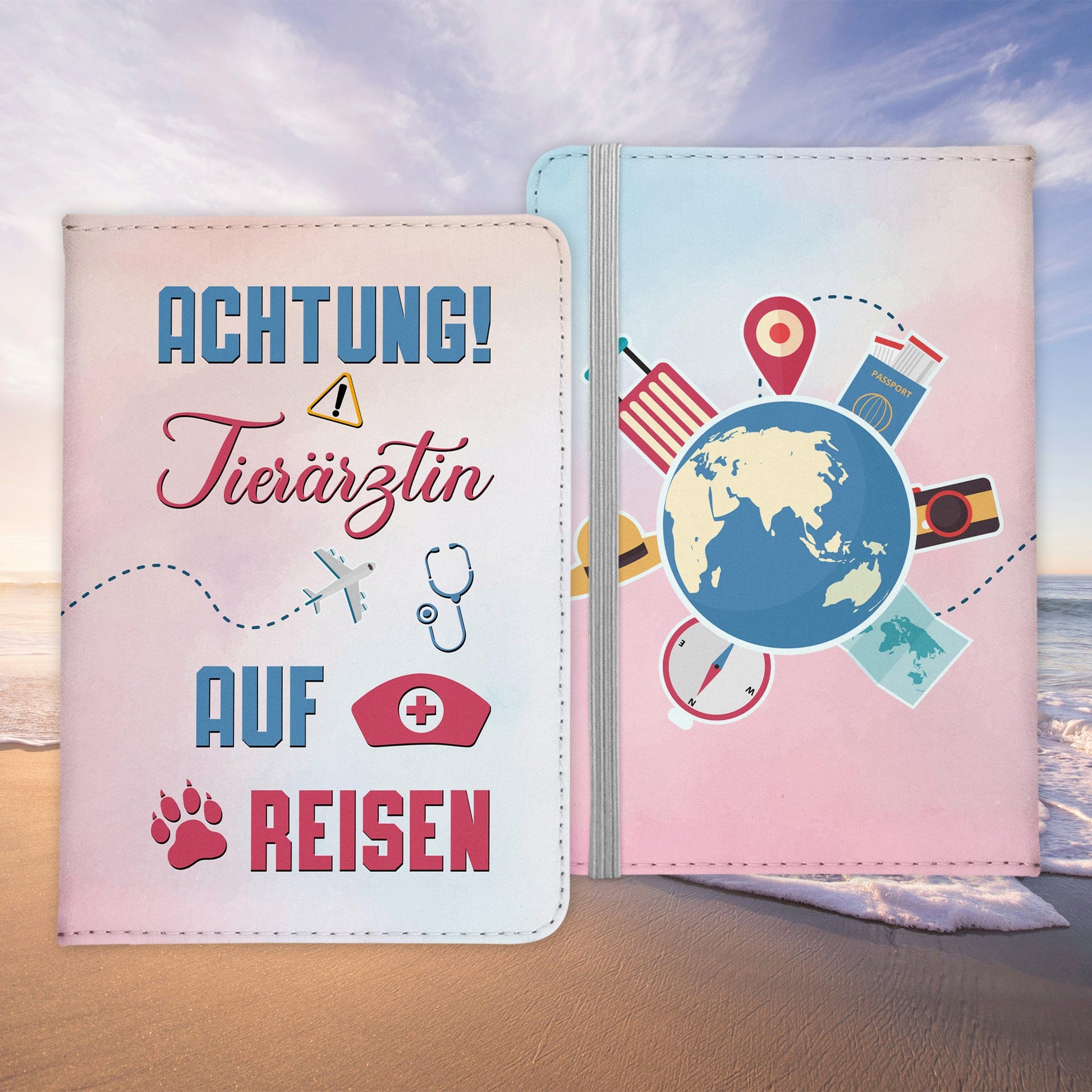 Tierärztin Geschenk Reisepasshülle Frauen Reisen Pass Etui Cover Organizer Sommer Urlaub Gadgets Kunst-Leder Berufe Accessoire-Reisepass-Hülle-22Feels