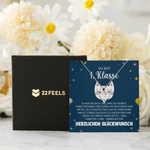 22Feels® Mädchen Einschulung Geschenk zum Schulanfang 1. Klasse - Silber 925/000 Herz Halskette Kinder-Schmuck - Glückwunsch Erstklässlerin Idee Patenkind Tochter Enkelin Nichte-Schmuck mit Botschaftskarte - Herz21-22Feels